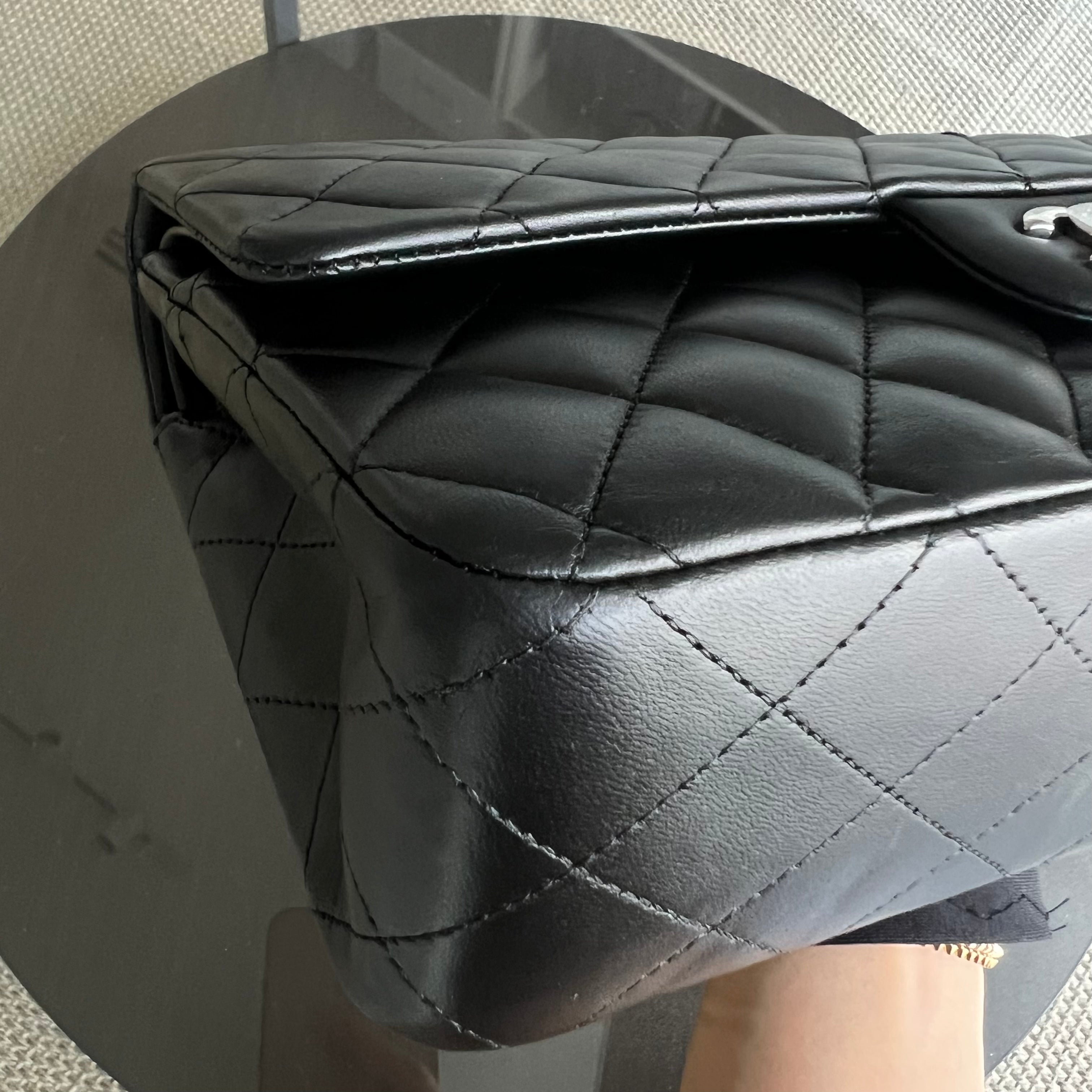 Deposit of Chanel Medium Classic Flap Quilted Lambskin Black Silver Hardware Series 13 - Luxury Evermore