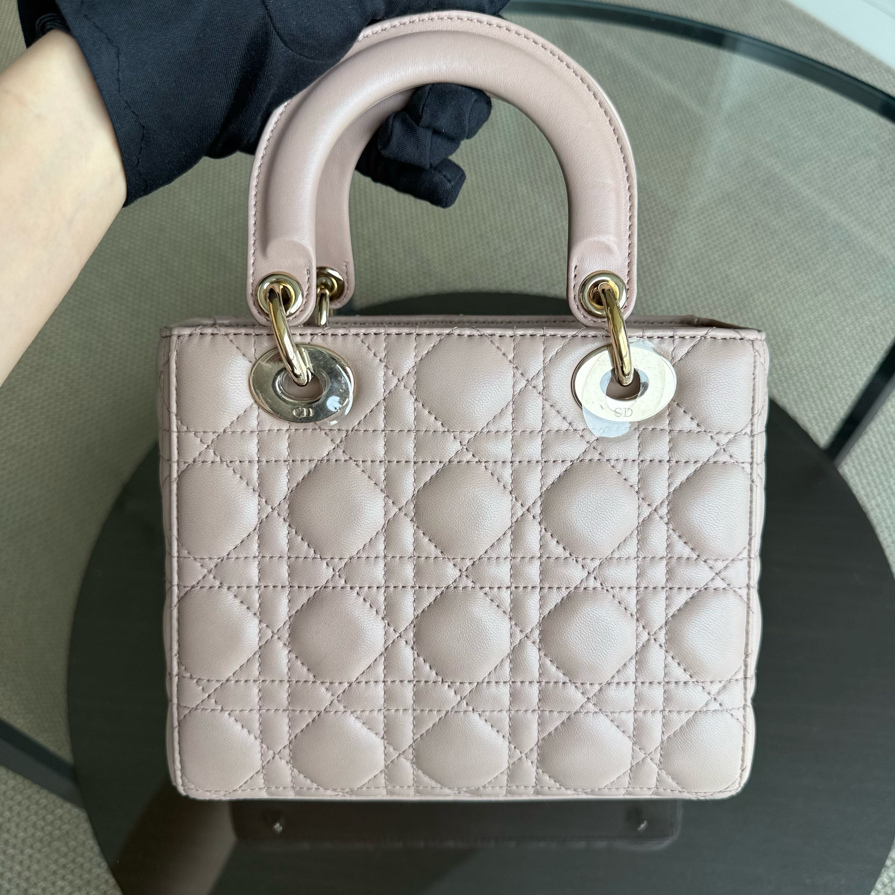 Dior Lady Small - Cannage Lambskin Light Pink Blush Gold Hardware