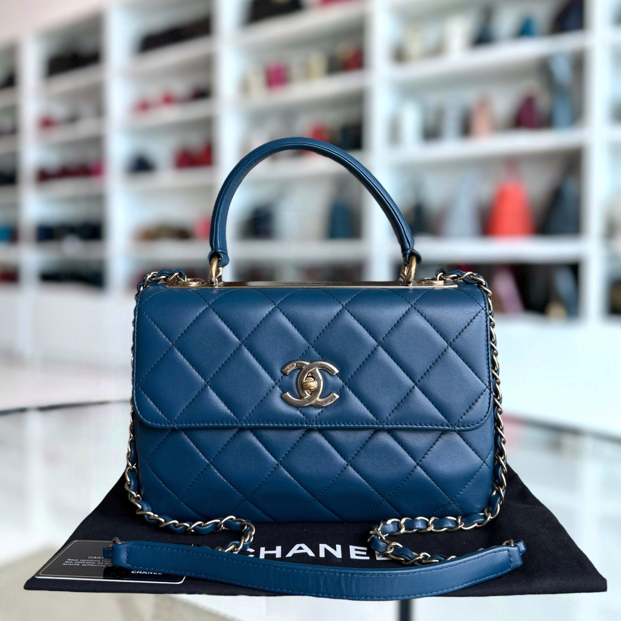 Chanel Trendy CC Small - Quilted Lambskin Blue Gold Hardware Series 24