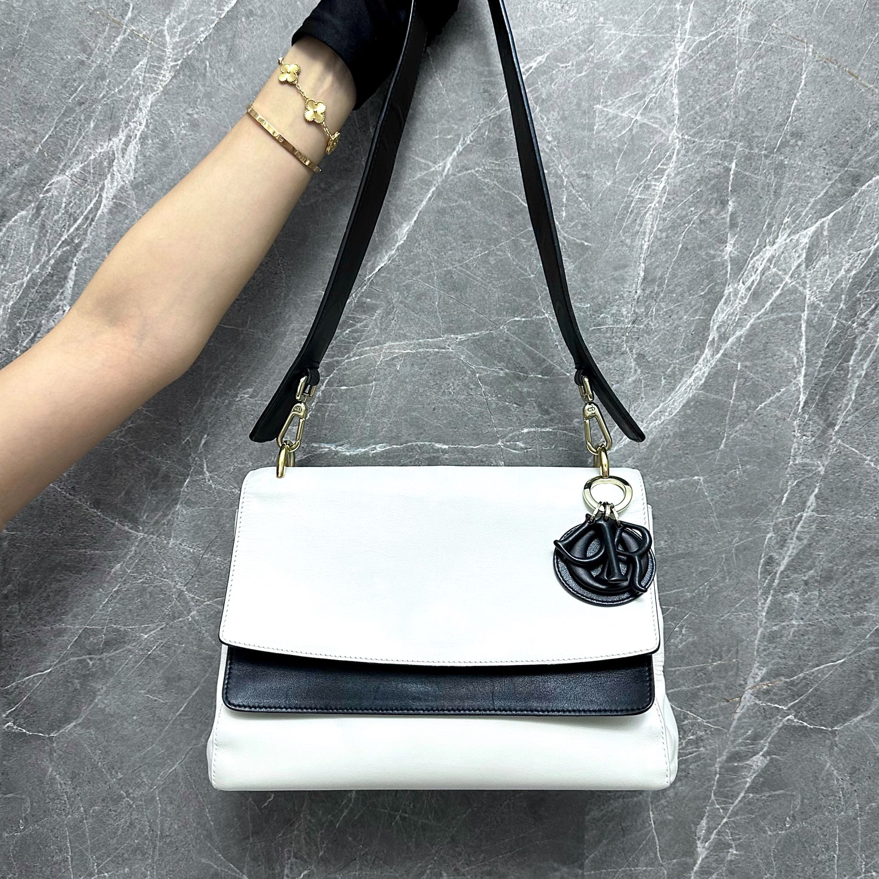 Dior Be Double Flap White Shoulder Bag - Luxury Evermore