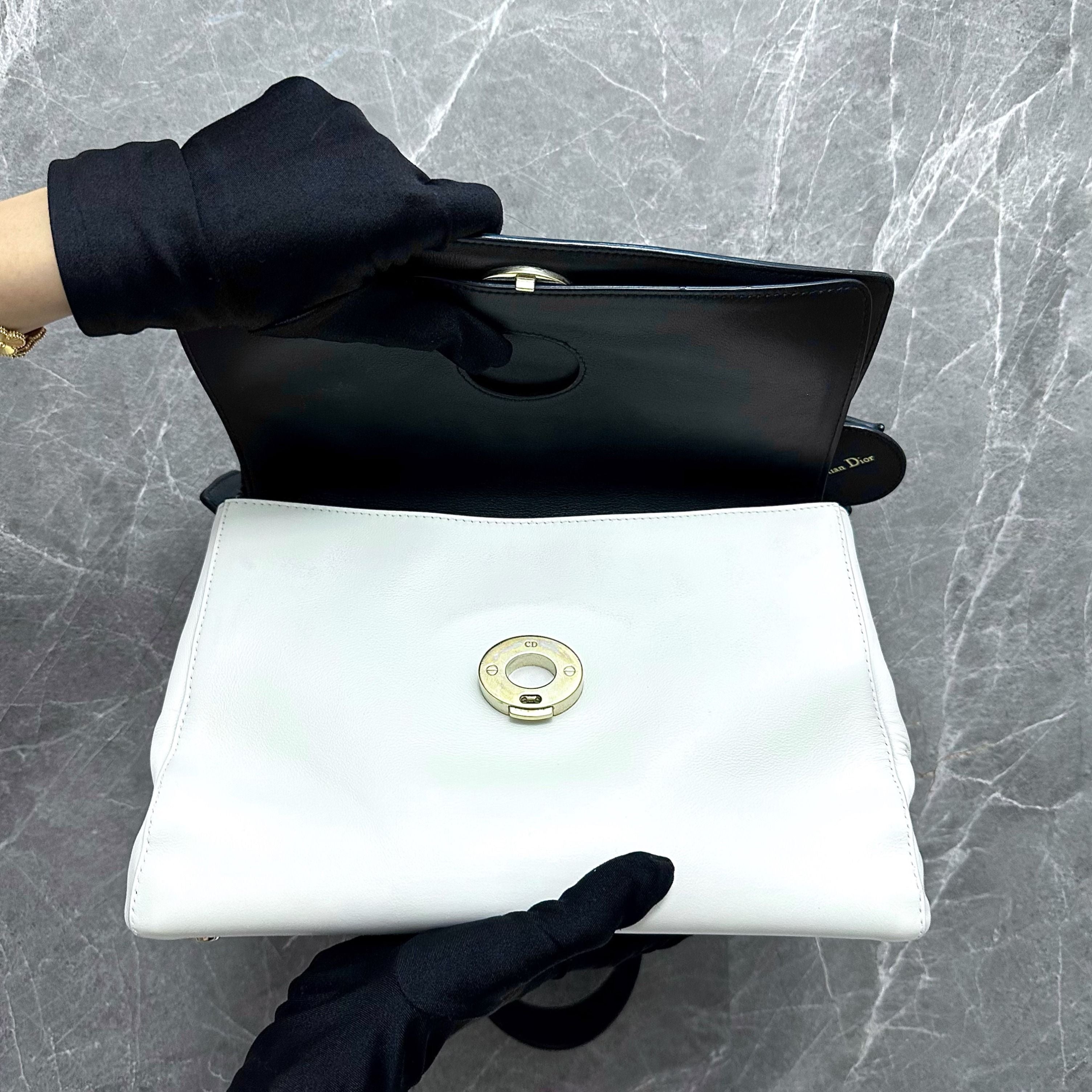 Dior Be Double Flap White Shoulder Bag - Luxury Evermore