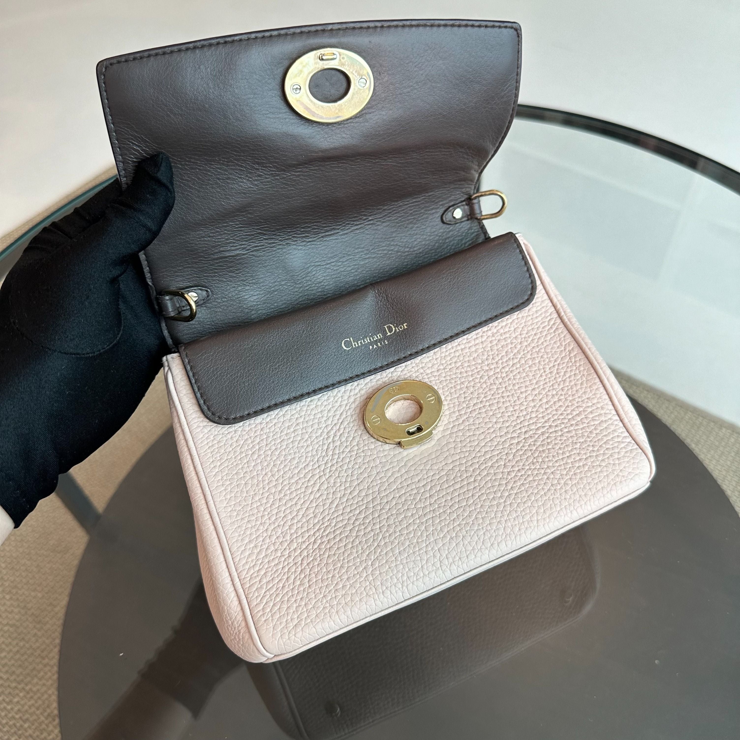 Dior Be Mini Sakura Pink Gold Grained Calfskin GHW - Luxury Evermore