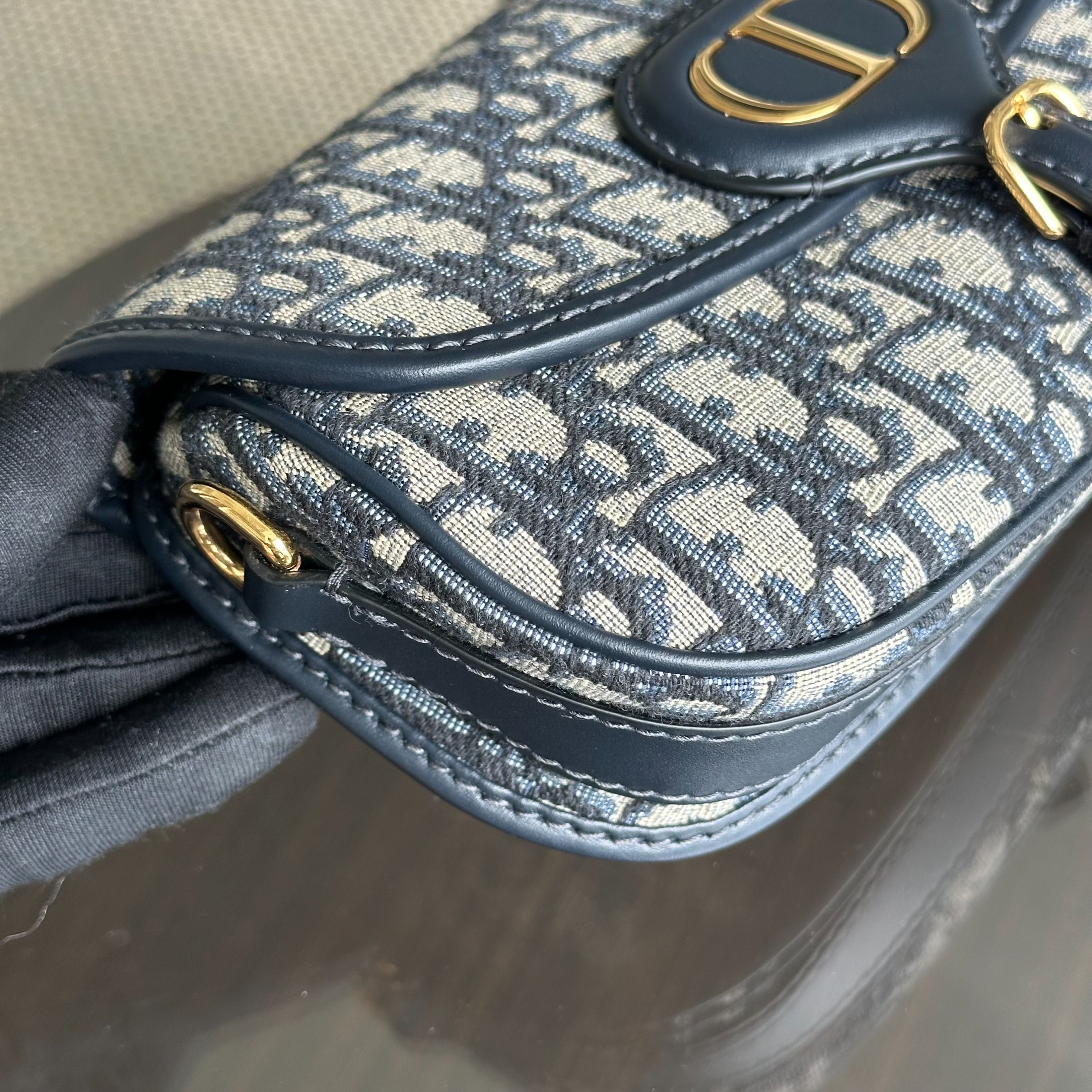 Dior Bobby East West 21CM Oblique Monogram Canavas Blue GHW - Luxury Evermore