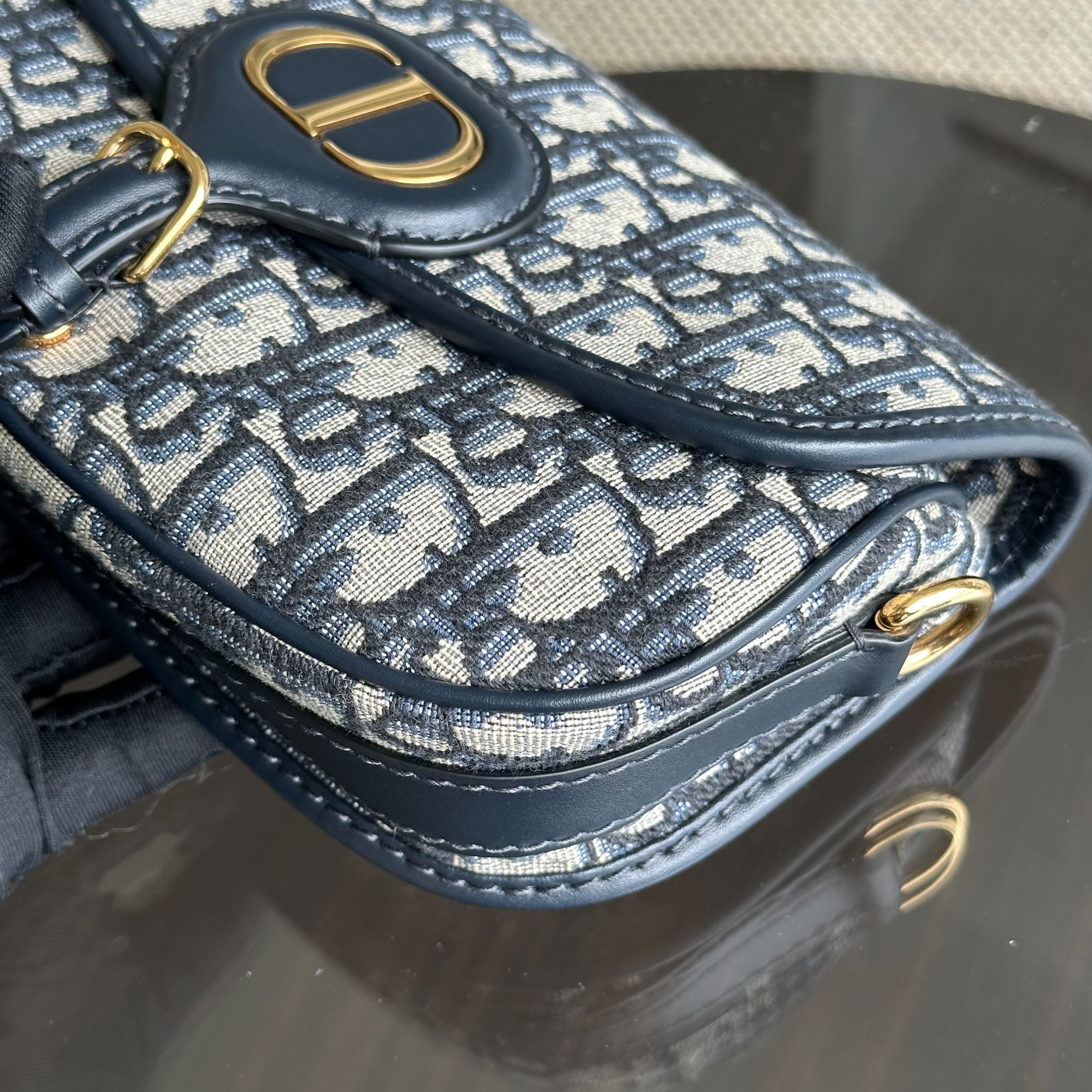 Dior Bobby East West 21CM Oblique Monogram Canavas Blue GHW - Luxury Evermore