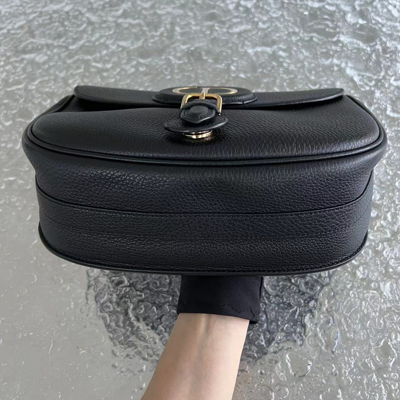 Dior Bobby Large Grained Calfskin Black Golden Hardware With Strap - Luxury Evermore