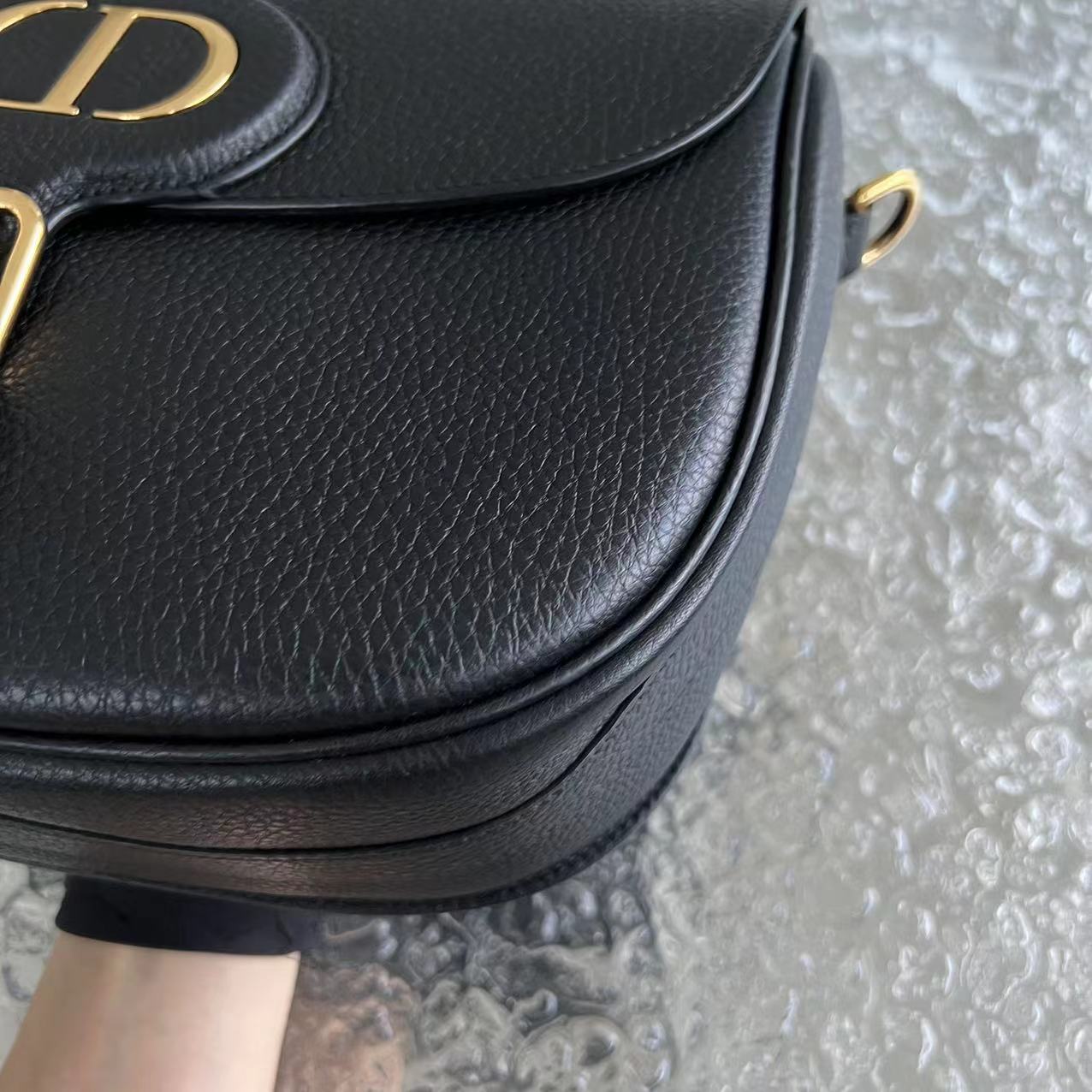 Dior Bobby Large Grained Calfskin Black Golden Hardware With Strap - Luxury Evermore