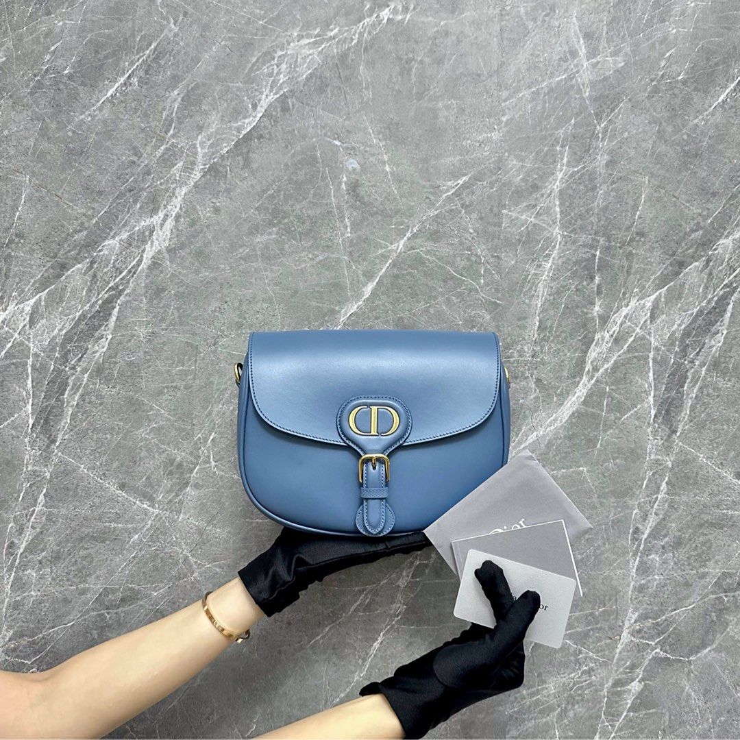 Dior Bobby Medium Flap Blue Smooth Calfskin Leather Bag - Luxury Evermore