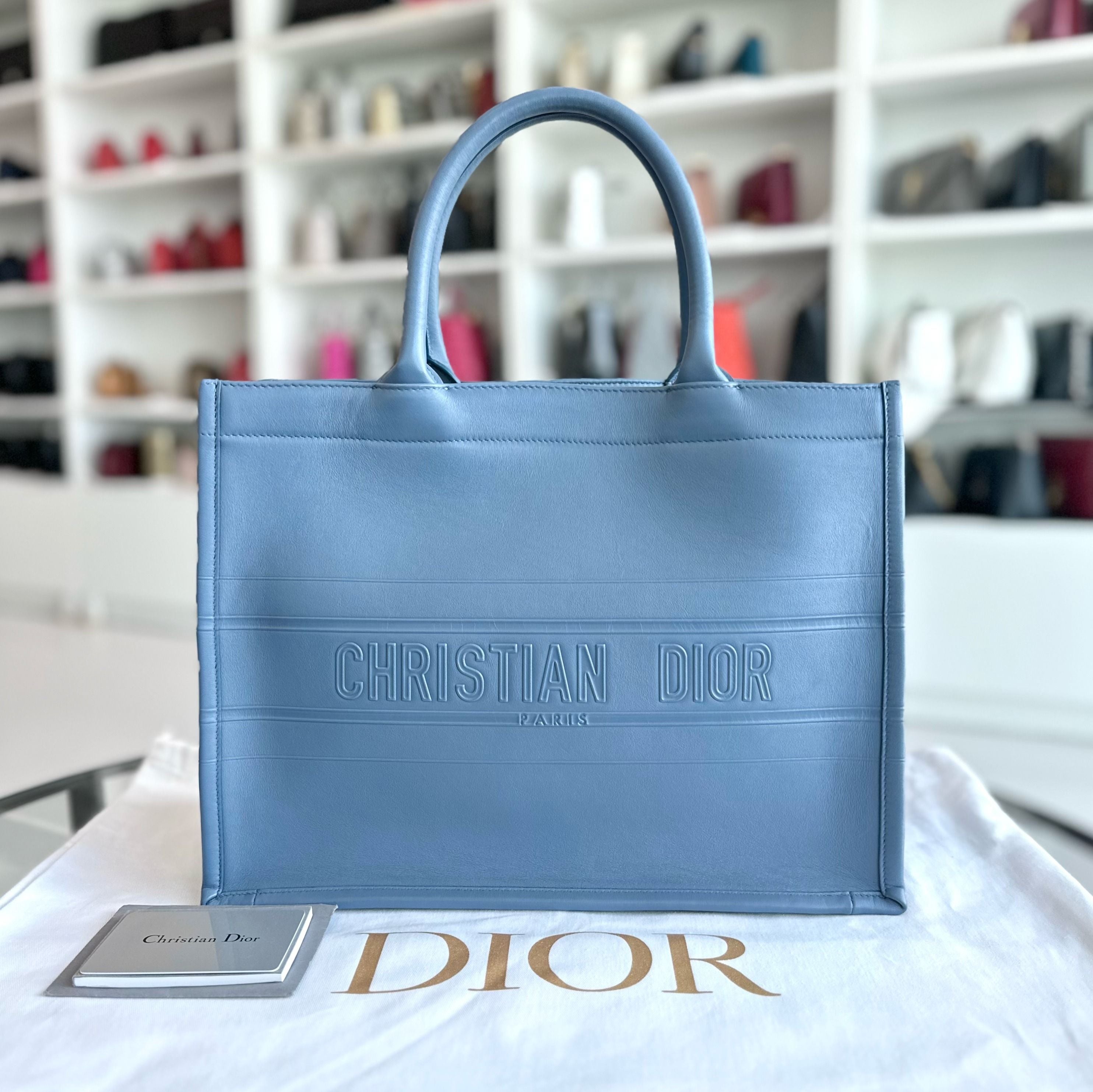 Dior Book Tote Embossed Leather Medium Tote Bag - Luxury Evermore