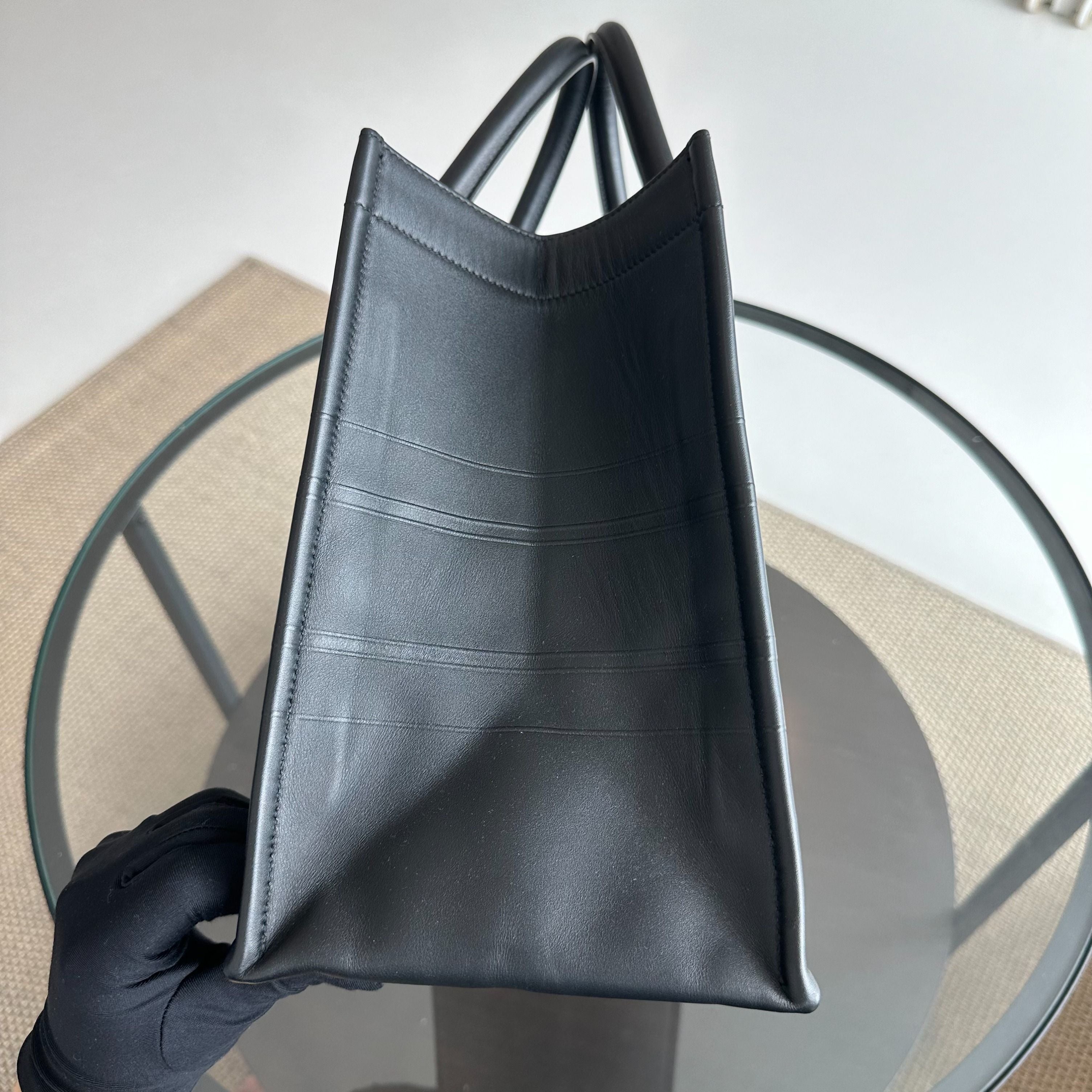 Dior Book Tote Medium 36CM Calfskin Leather Black Top Handle Bag - Luxury Evermore