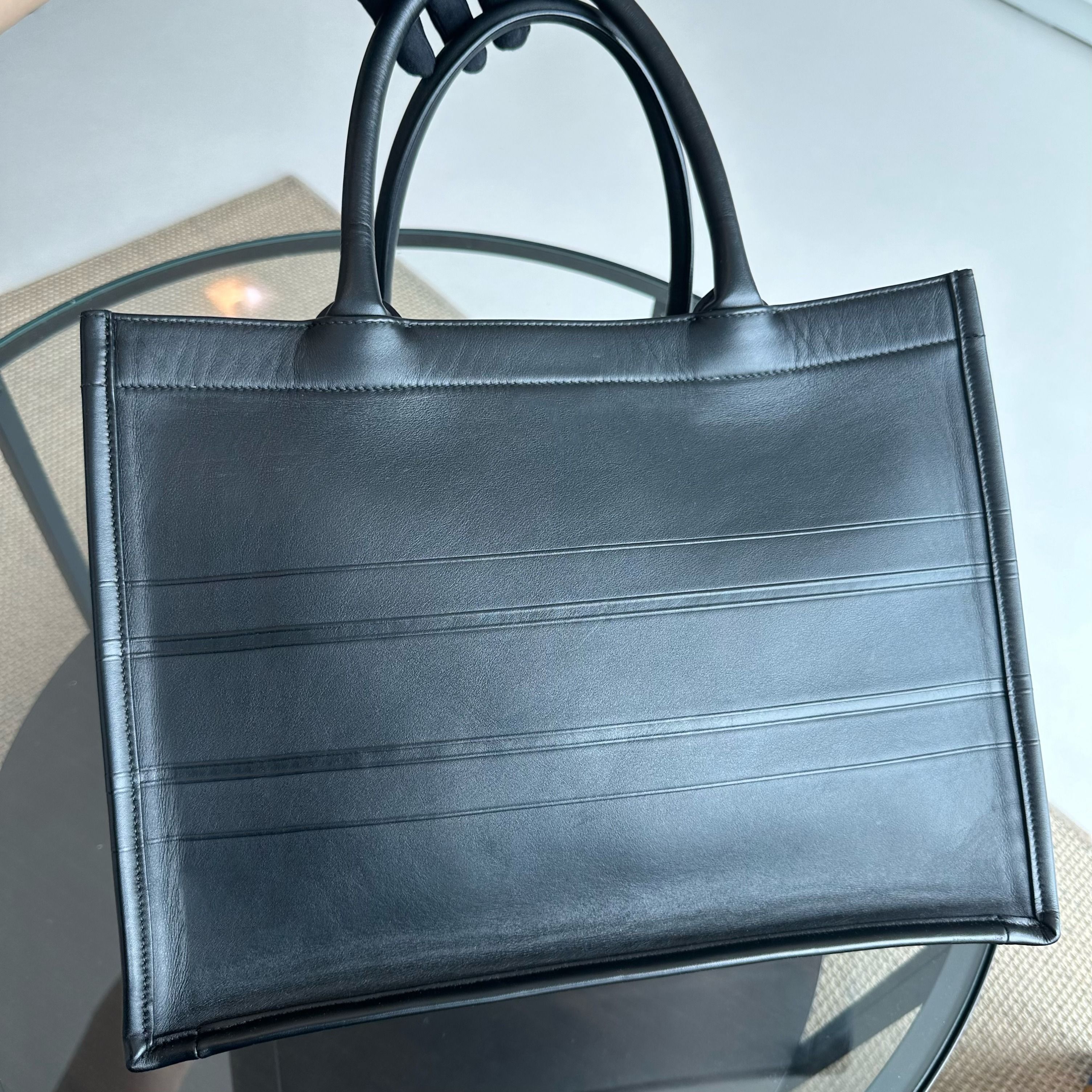 Dior Book Tote Medium 36CM Calfskin Leather Black Top Handle Bag - Luxury Evermore