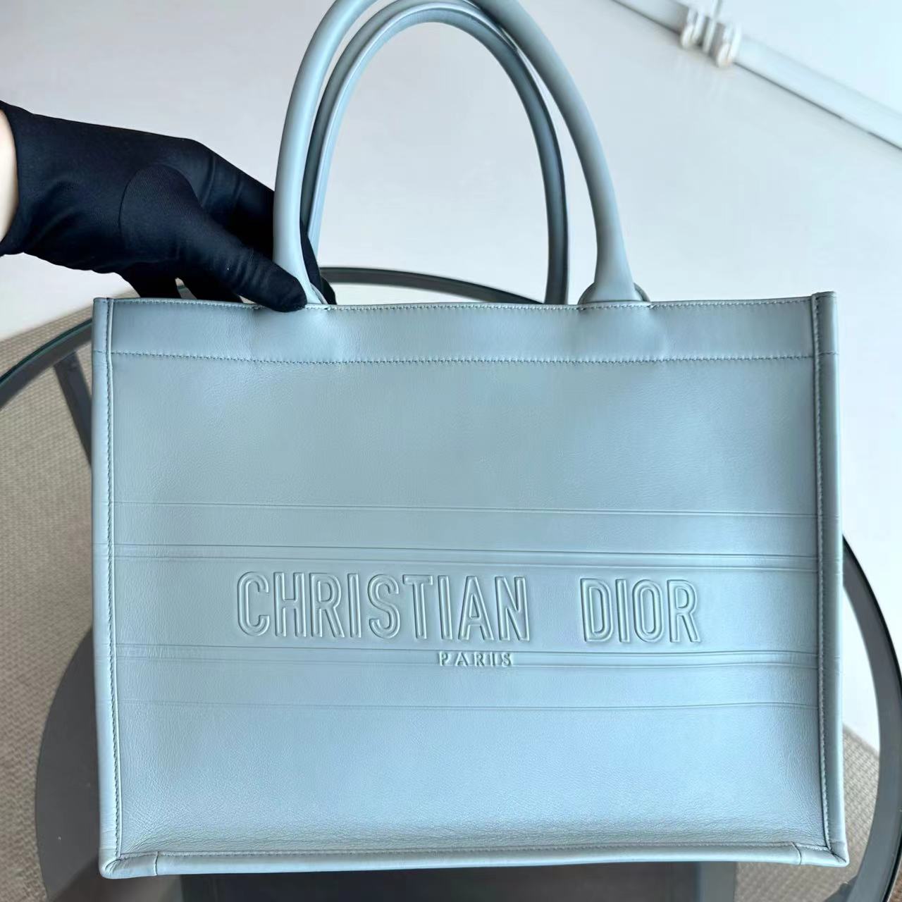 Dior Book Tote Medium 36CM Smooth Calfskin Grey Gray Bag - Luxury Evermore