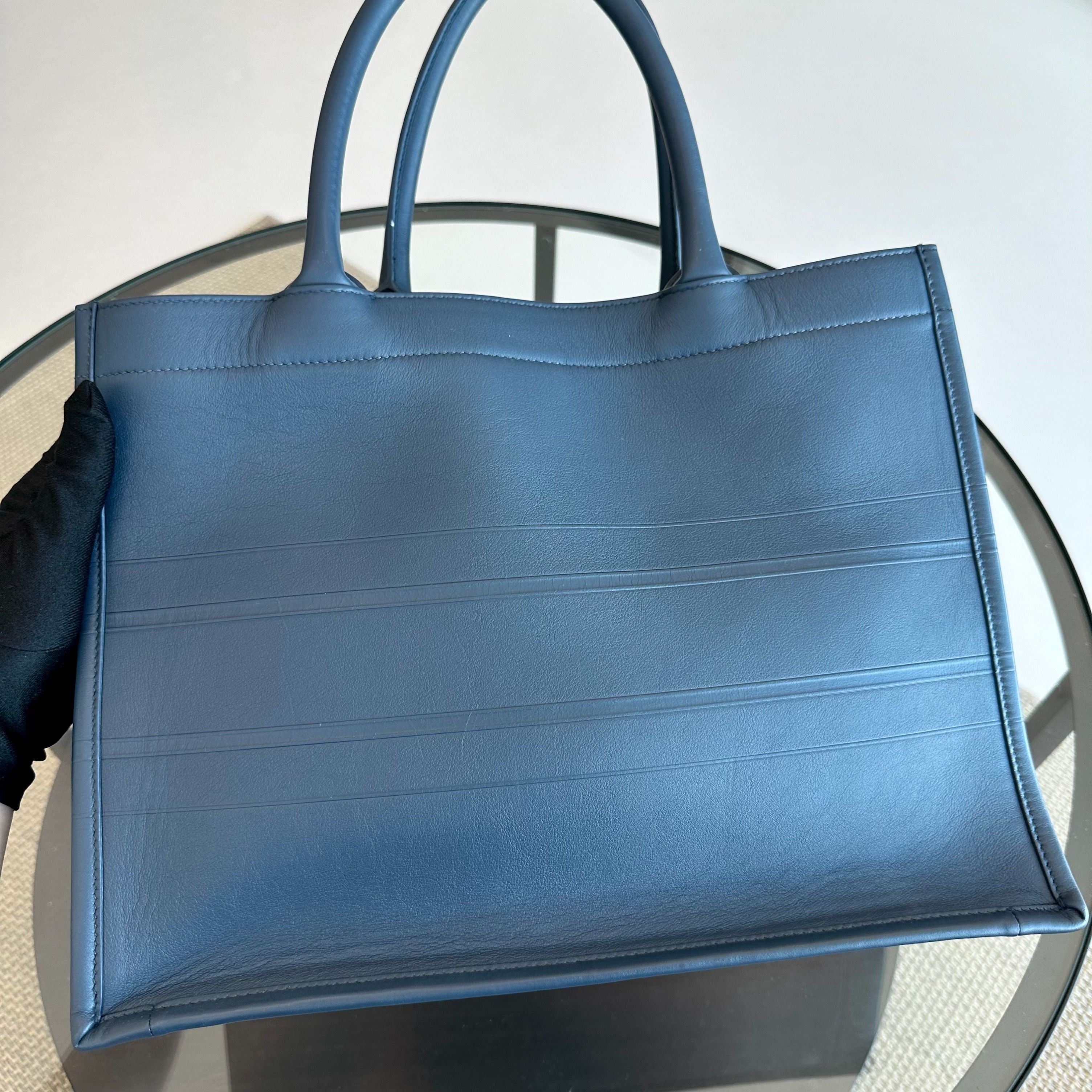 Dior Book Tote Medium Smooth Calfskin Dark Blue - Luxury Evermore