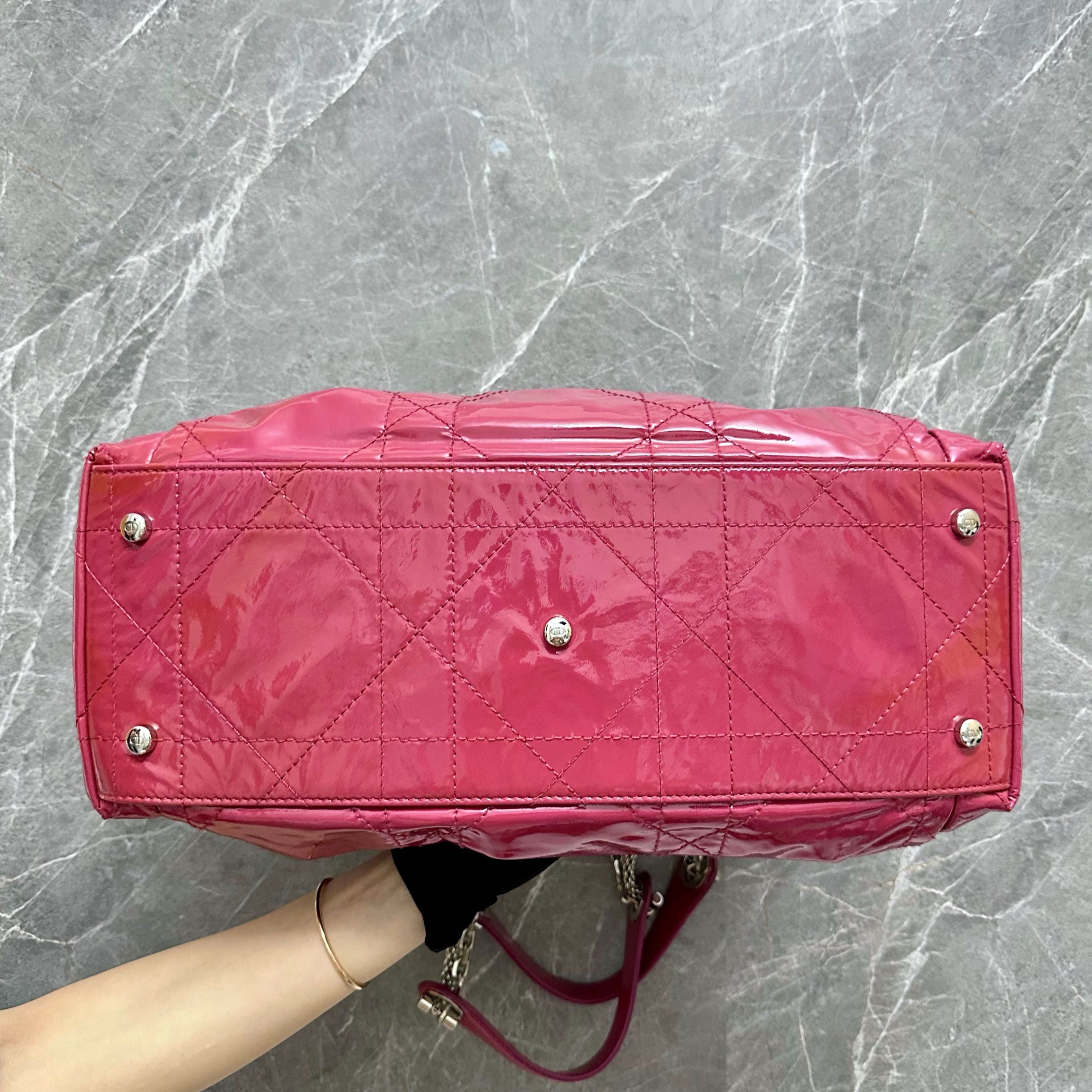 Dior Cannage Le Trente Hobo Patent Leather Pink - Luxury Evermore