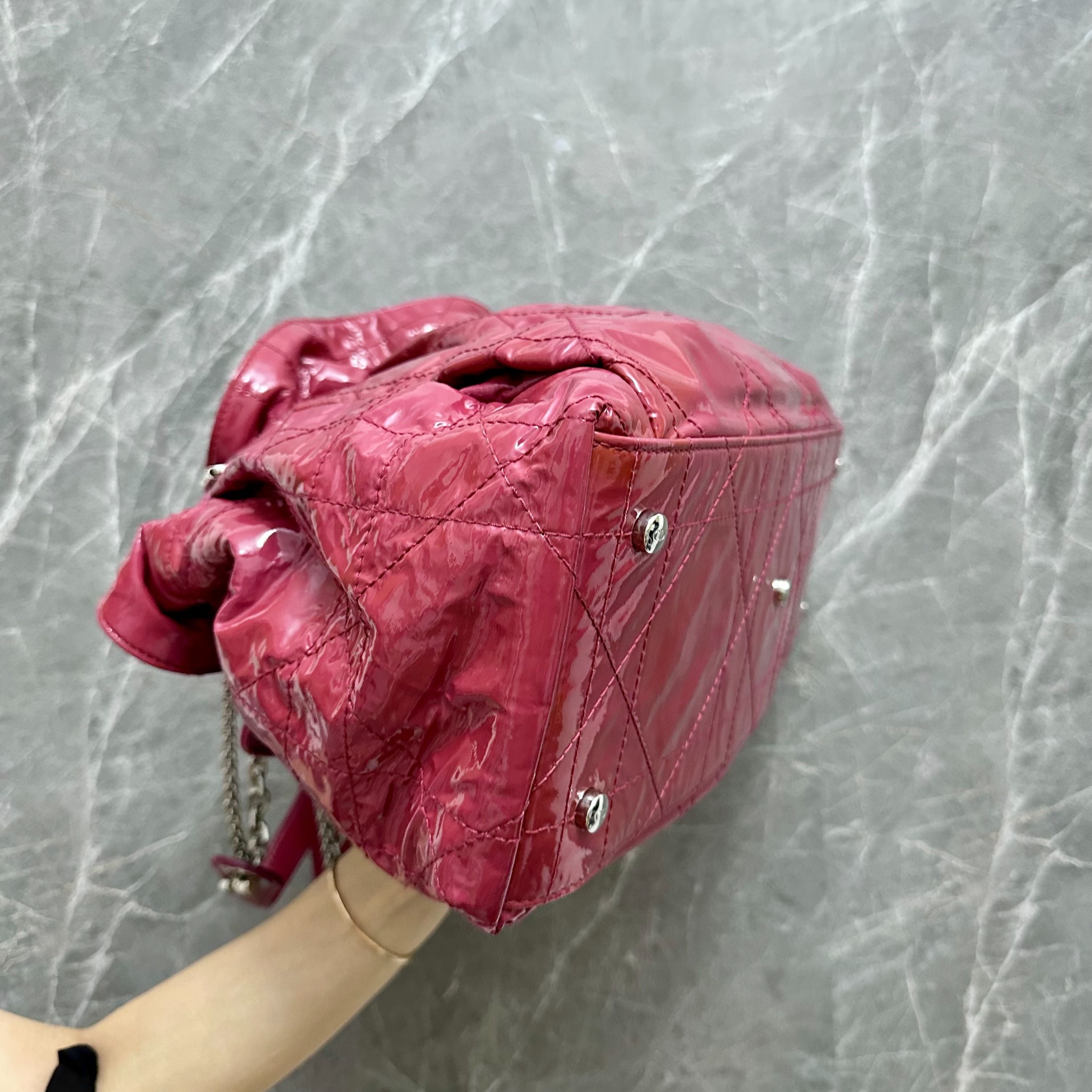 Dior Cannage Le Trente Hobo Patent Leather Pink - Luxury Evermore