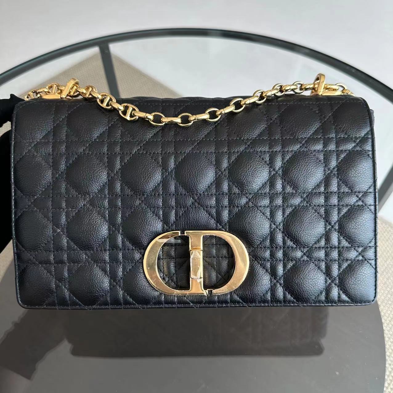 Dior Caro Large 28CM Cannage Calfskin Black GHW - Luxury Evermore