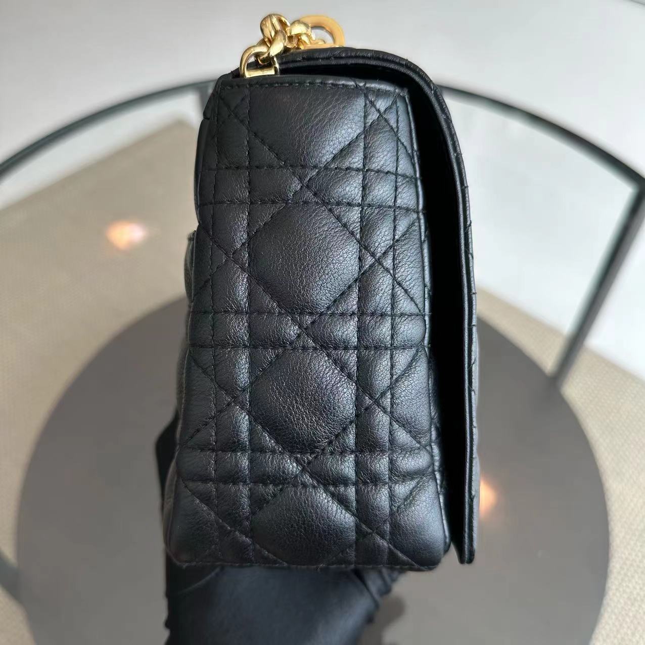 Dior Caro Large 28CM Cannage Calfskin Black GHW - Luxury Evermore