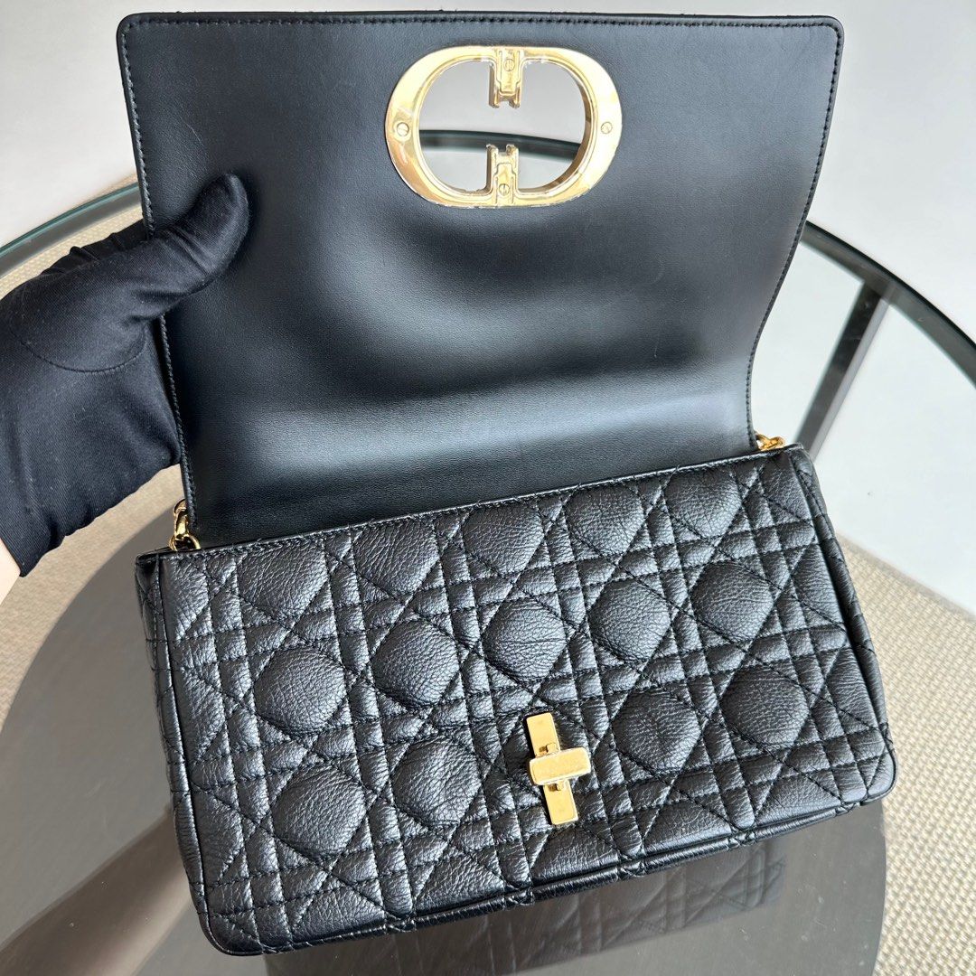 Dior Caro Medium Cannage Calfskin Black GHW - Luxury Evermore