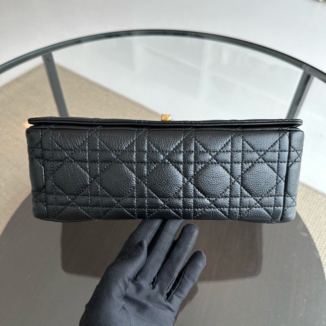 Dior Caro Medium Cannage Calfskin Black GHW - Luxury Evermore