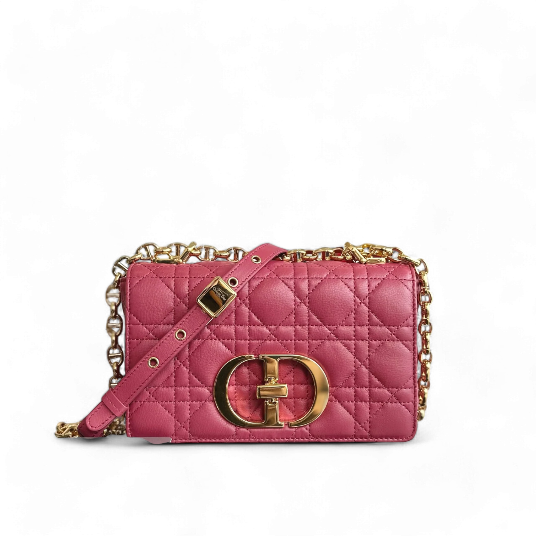 Dior Caro Small - Cannage Flap Bag Pink Calfskin Gold Hardware