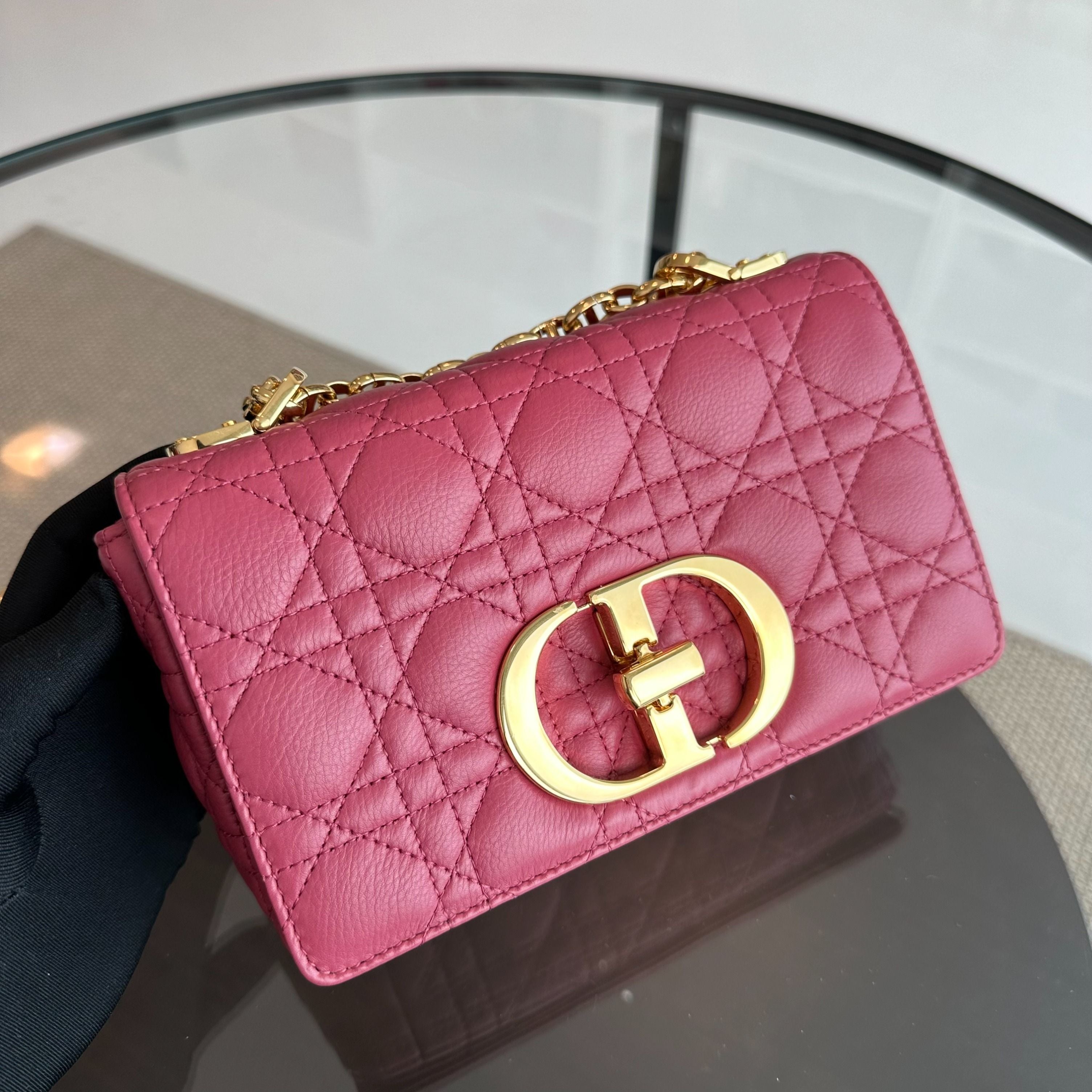 Dior Caro Small Cannage Flap Bag Pink Calfskin GHW - Luxury Evermore