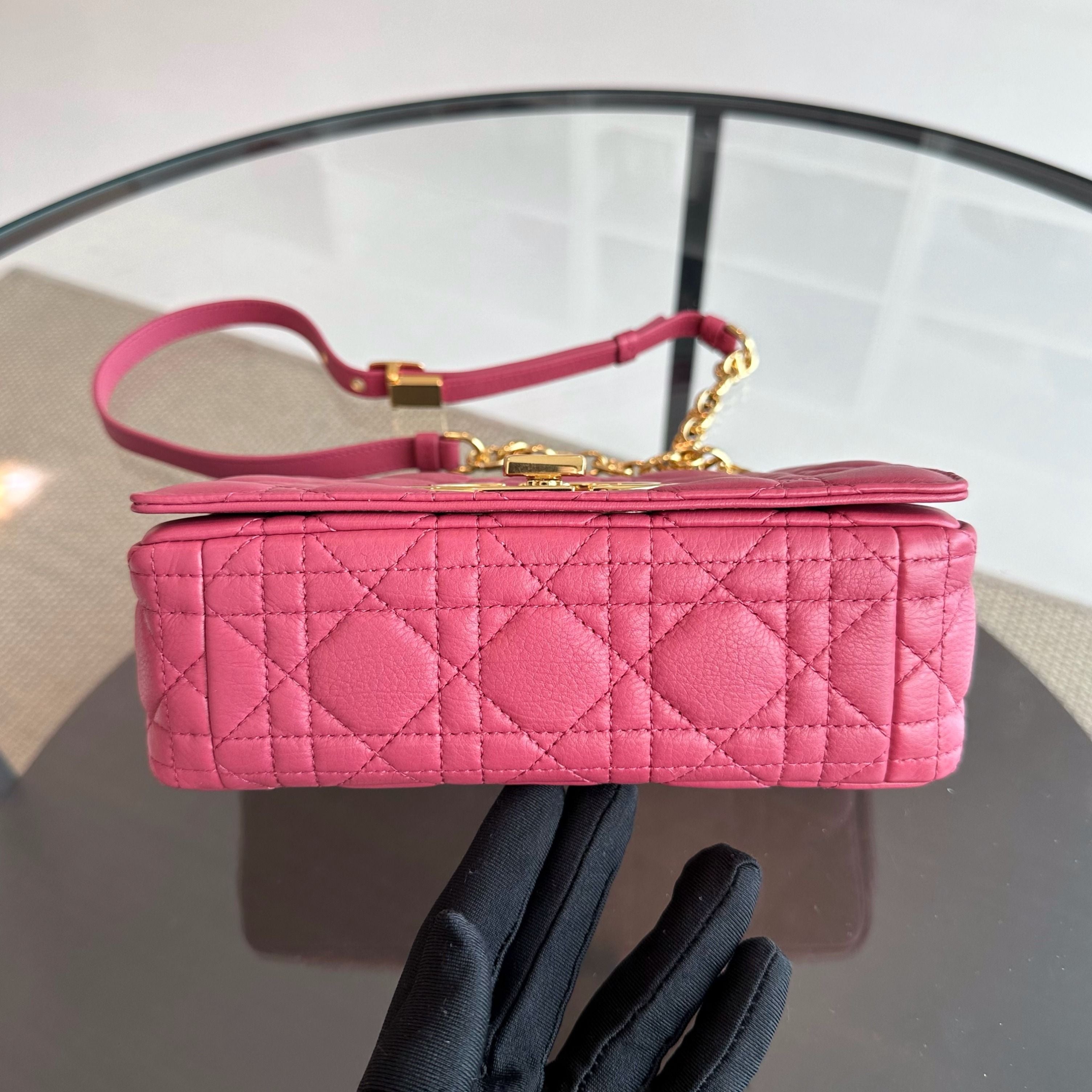 Dior Caro Small Cannage Flap Bag Pink Calfskin GHW - Luxury Evermore