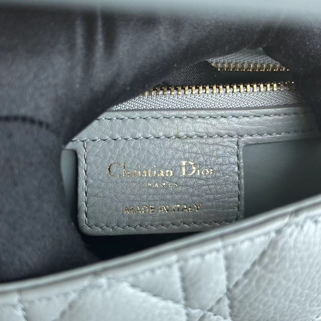 Dior Caro Small Cannage Grained Calfskin Gray Grey GHW - Luxury Evermore