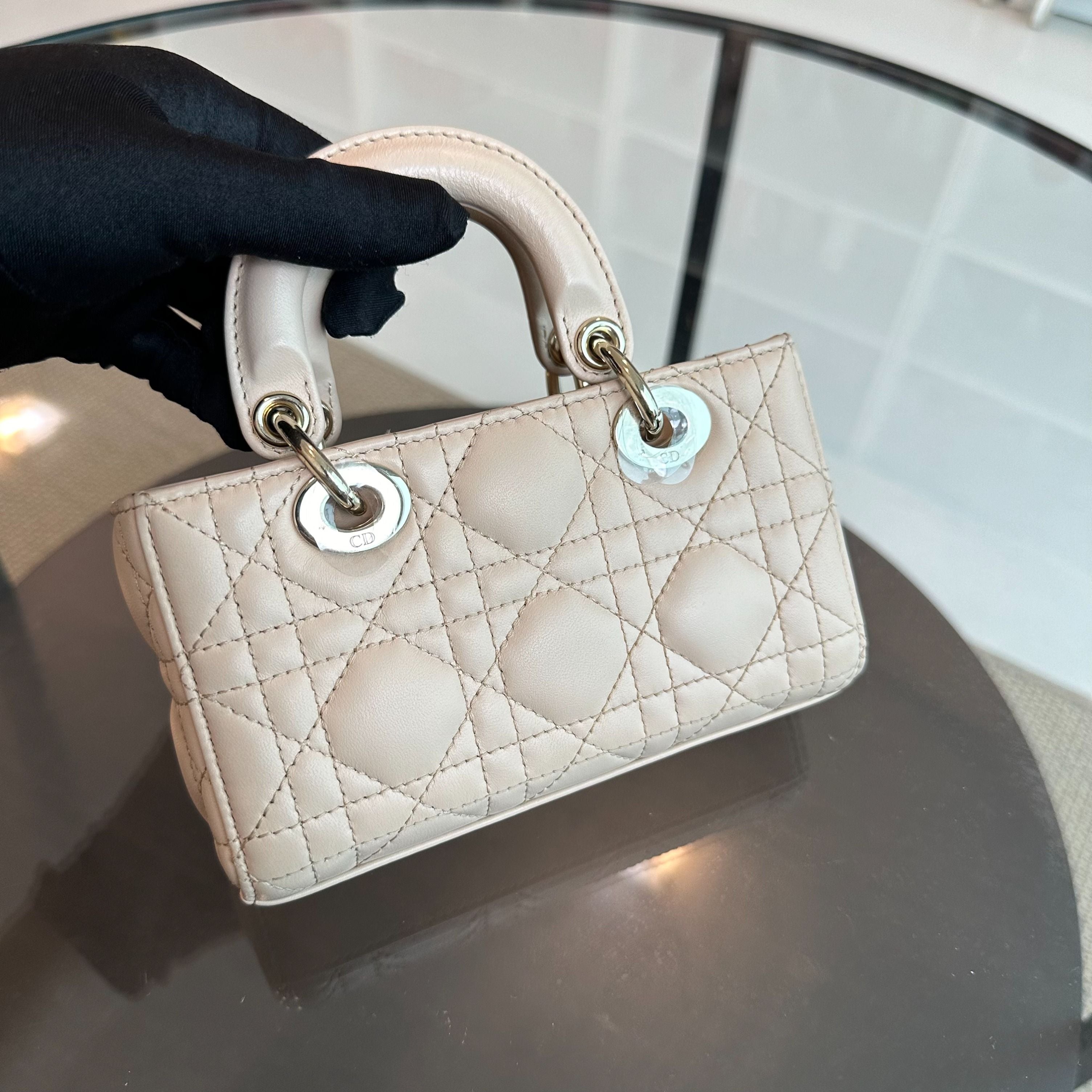 Dior D-Joy Mini Beige Lambskin GHW D Joy - Luxury Evermore