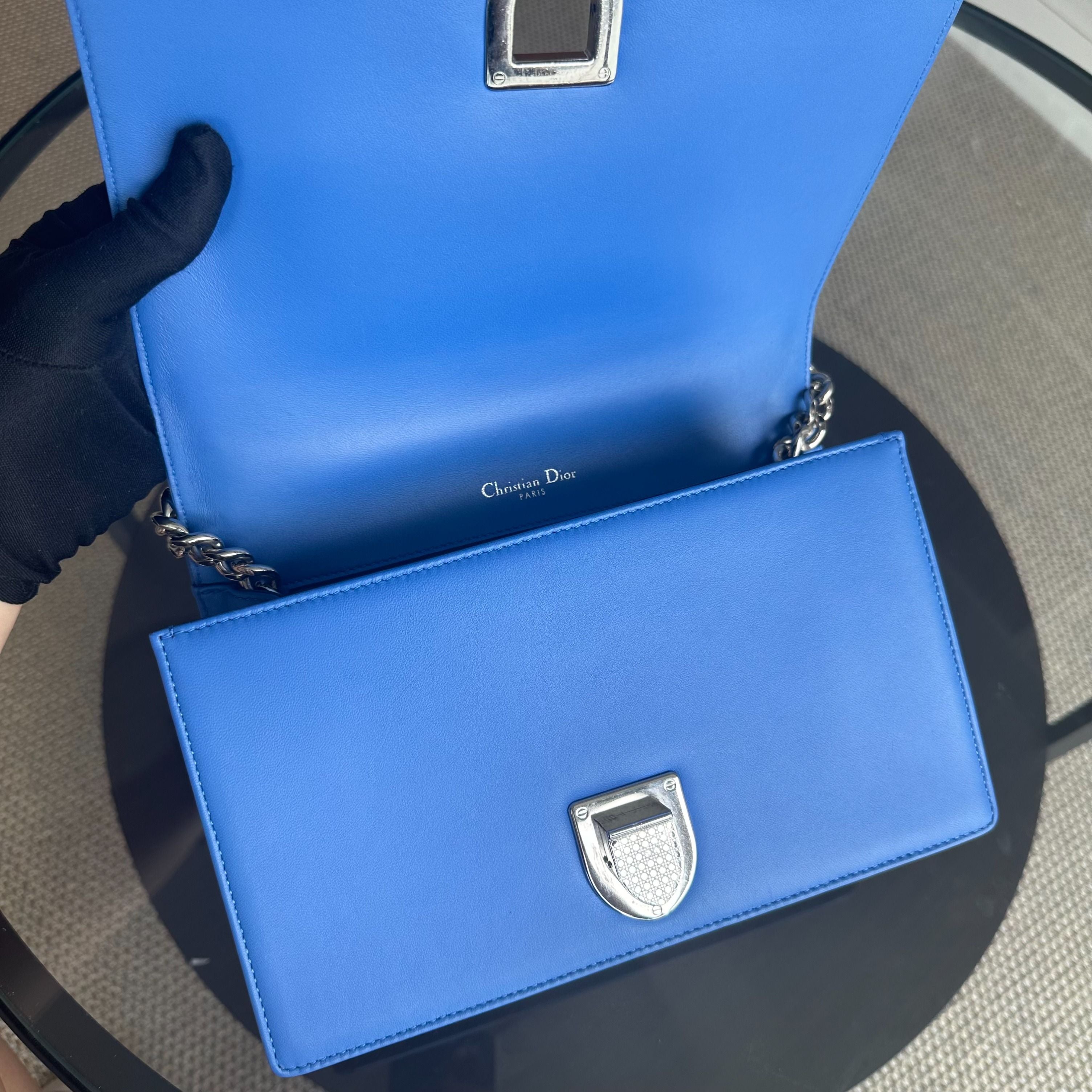 Dior Diorama Ama Medium Smooth Calfskin Blue SHW - Luxury Evermore