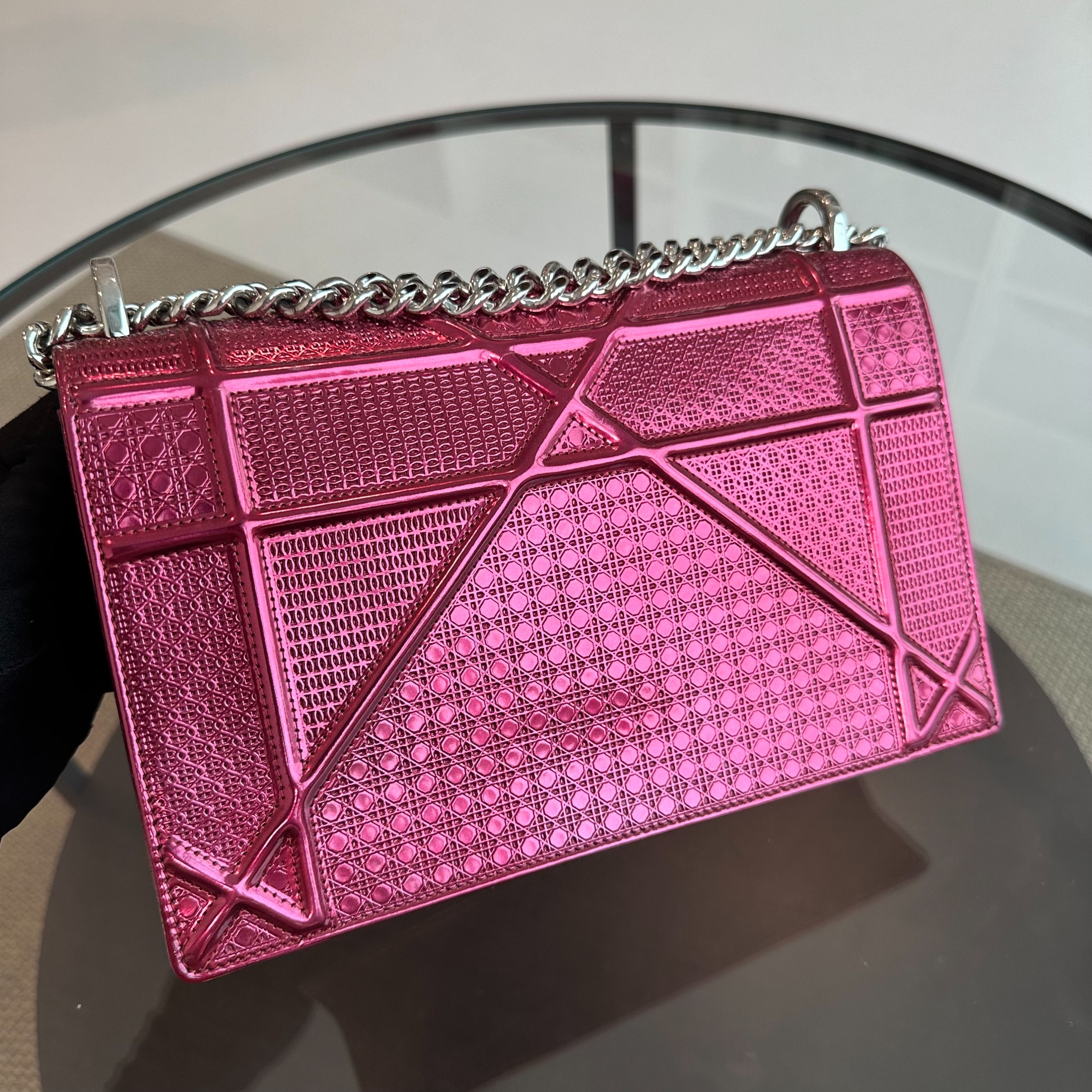 Dior Diorama Medium Metallic Ama Micro-Cannage Pink SHW - Luxury Evermore