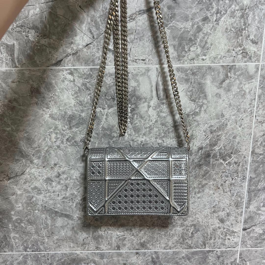 Dior Diorama Mini Wallet On Chain WOC Silver - Luxury Evermore