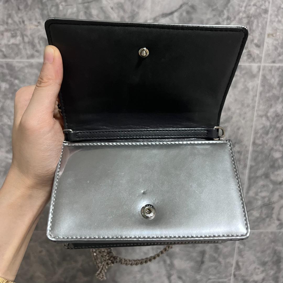 Dior Diorama Mini Wallet On Chain WOC Silver - Luxury Evermore