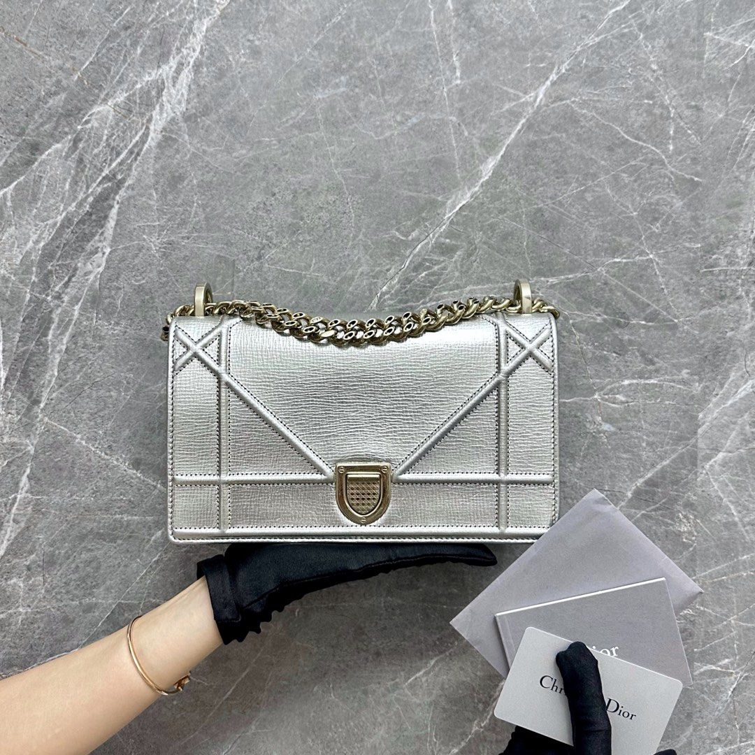 Dior Diorama Small Ama Calfskin Silver GHW - Luxury Evermore