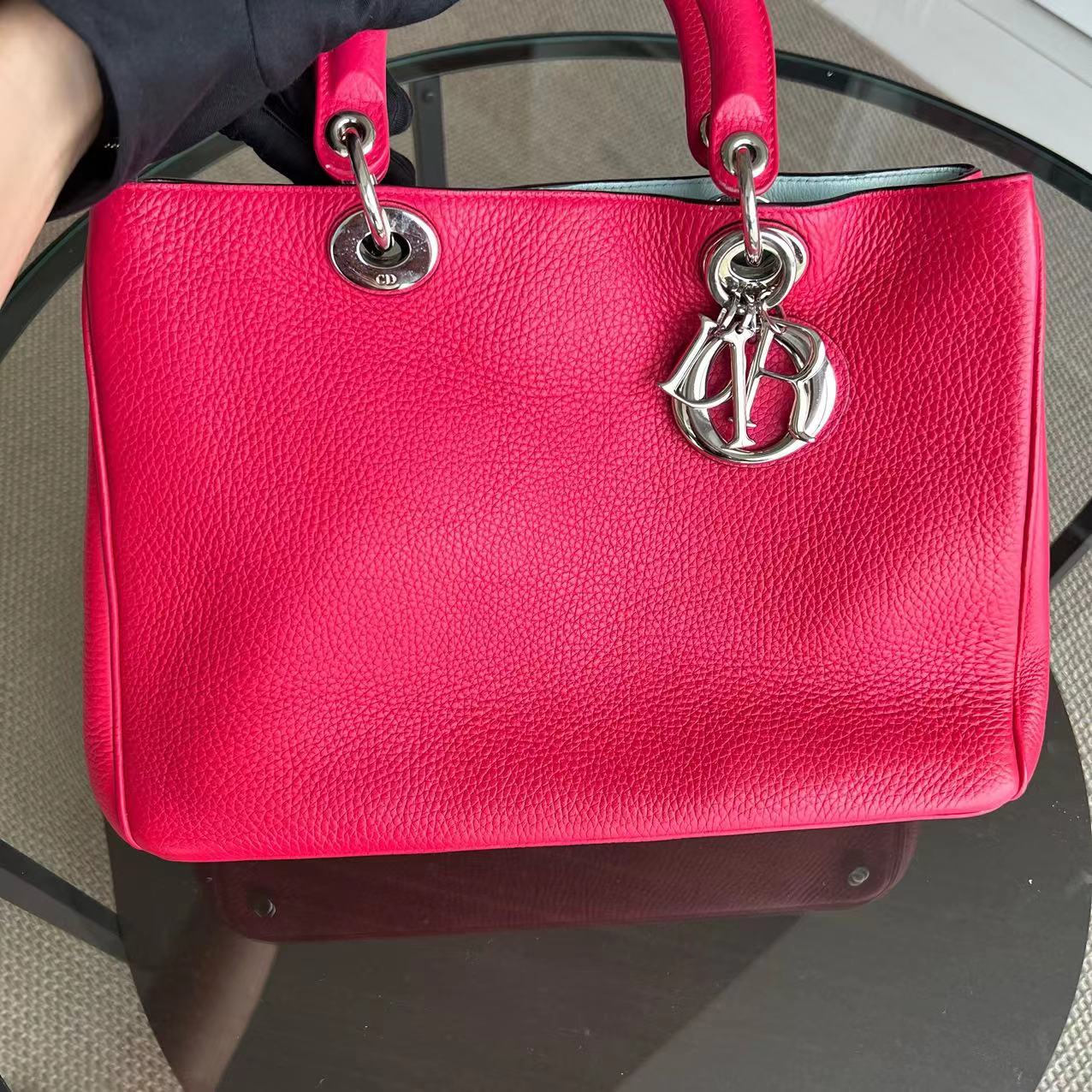 Dior Diorissimo Grained Calfskin Hot Pink Silver Hardware - Luxury Evermore