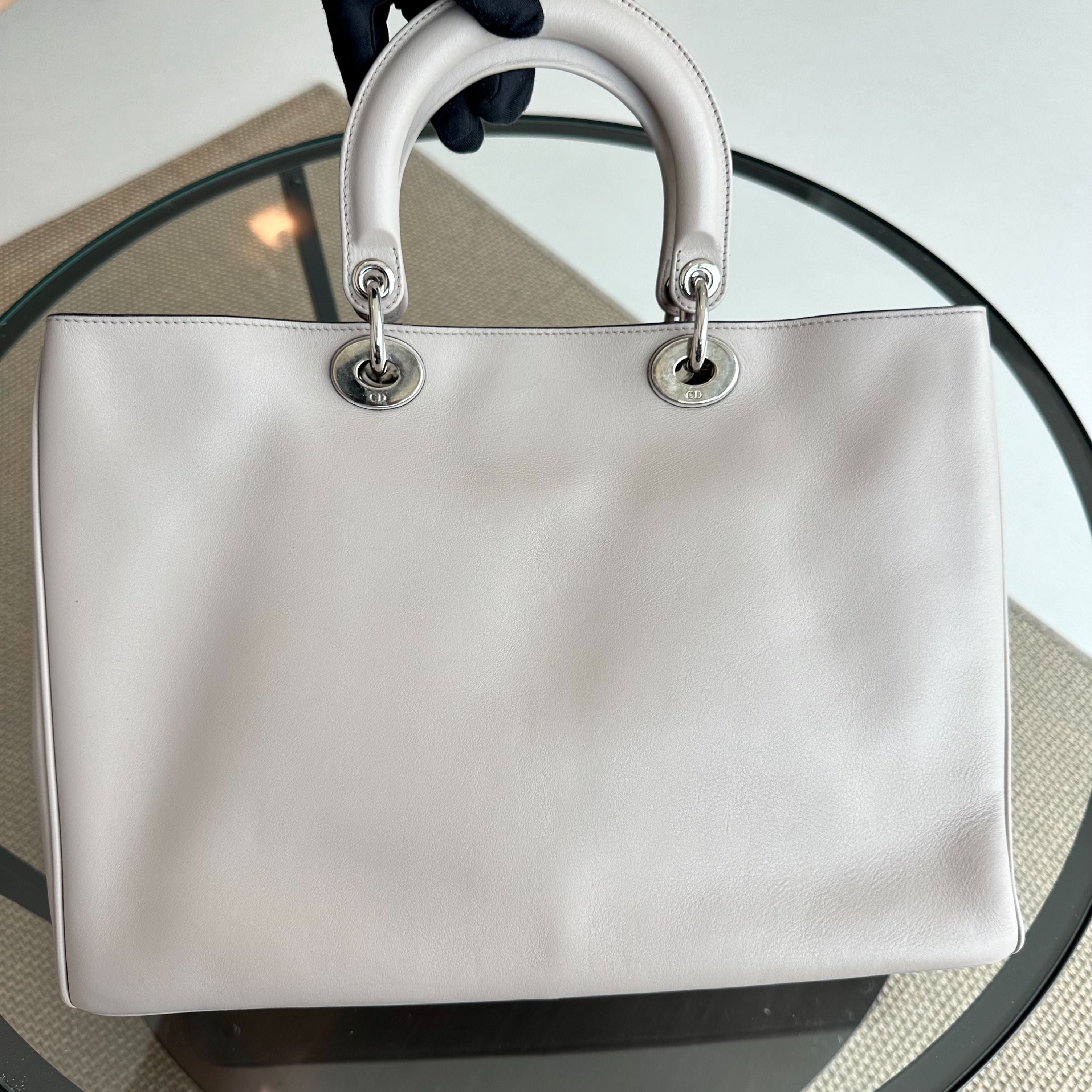 Dior Diorissimo Large Smooth Calfskin Grey Tote SHW - Luxury Evermore