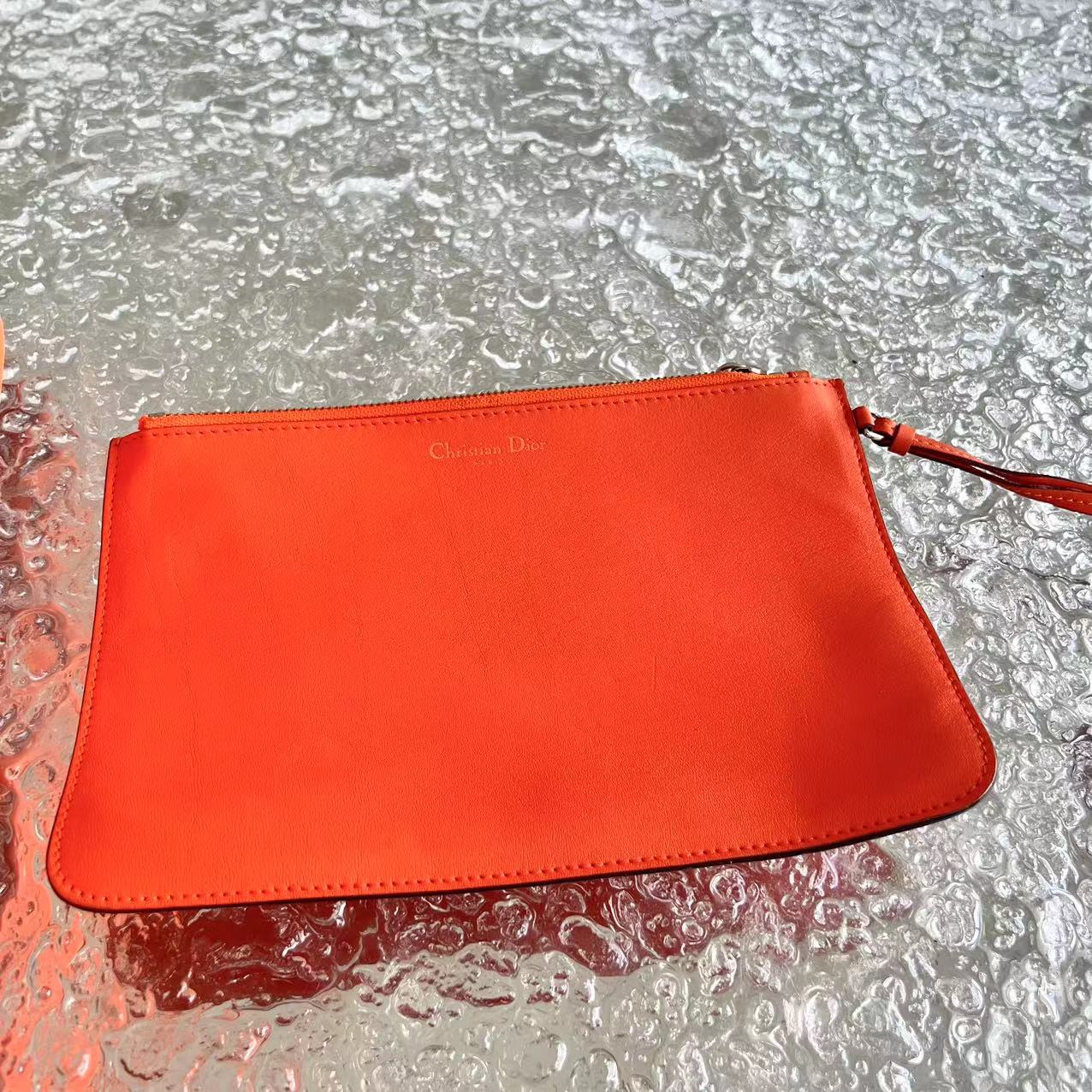 Dior Diorissimo Large Smooth Calfskin Orange Golden Hardware - Luxury Evermore