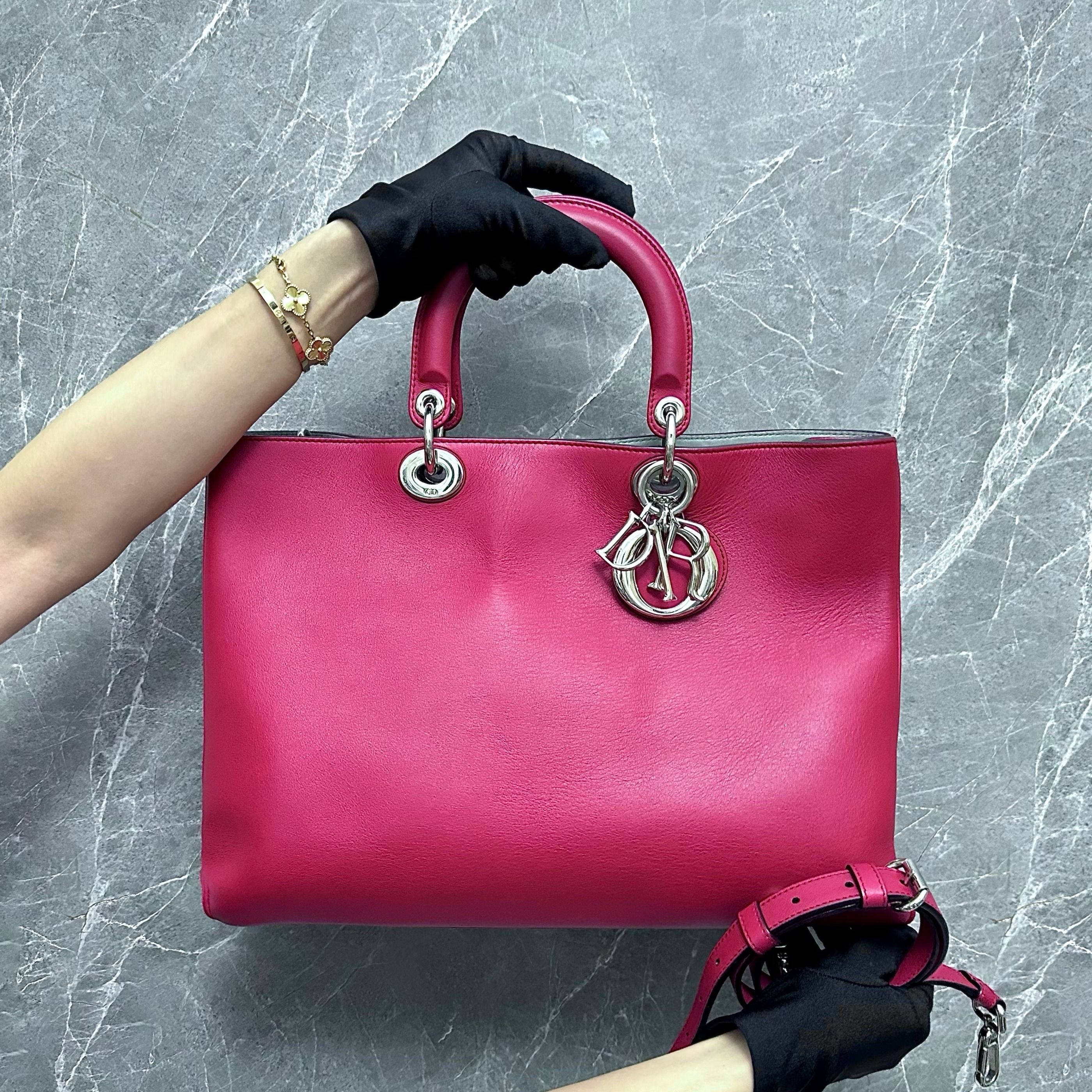 Dior Diorissimo Large Smooth Calfskin Red SHW - Luxury Evermore