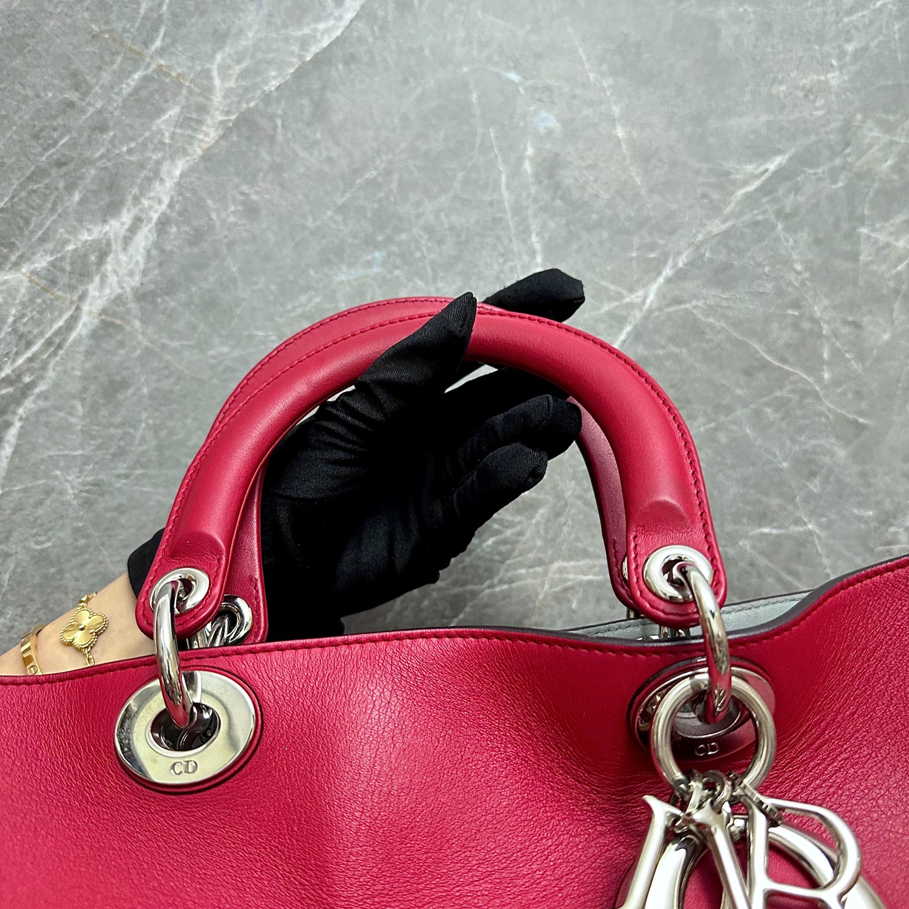 Dior Diorissimo Large Smooth Calfskin Red SHW - Luxury Evermore