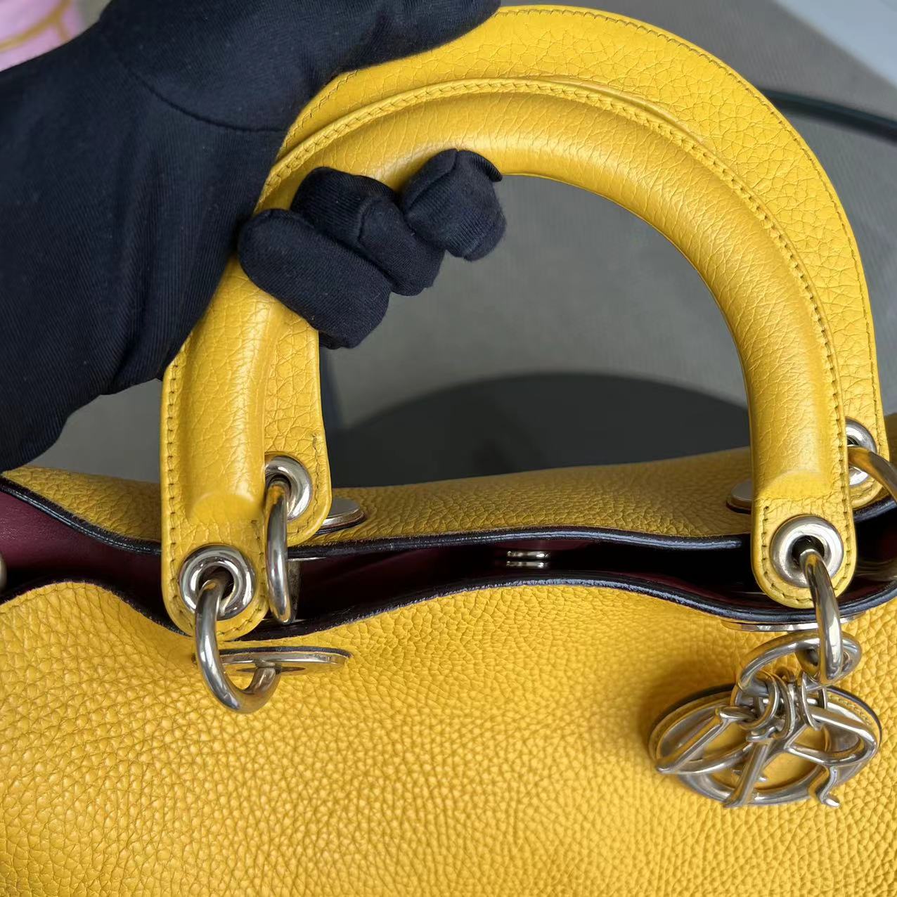 Dior Diorissimo Medium 31CM Grained Calfskin Yellow GHW - Luxury Evermore