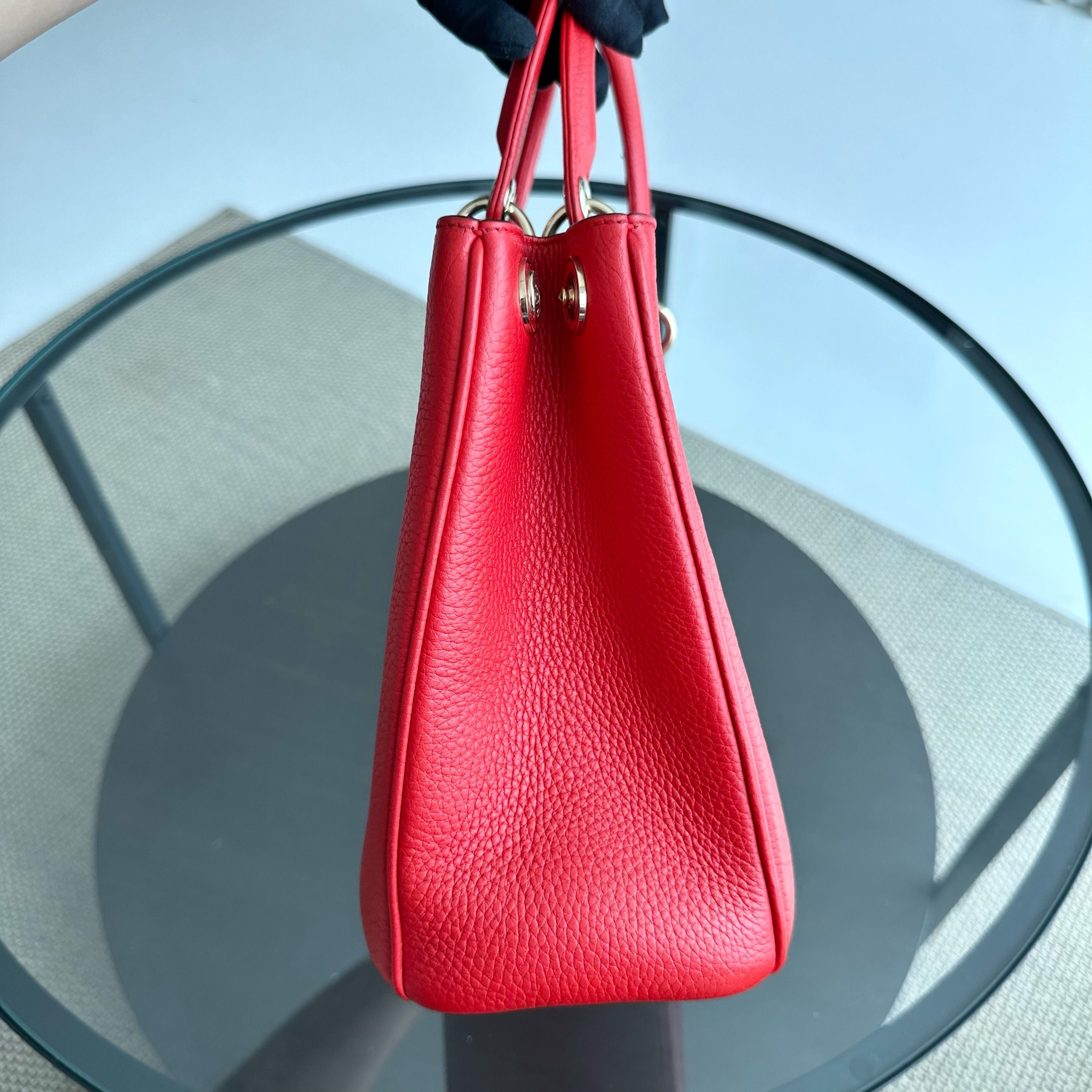 Dior Diorissimo Medium Grained Calfskin Red GHW - Luxury Evermore