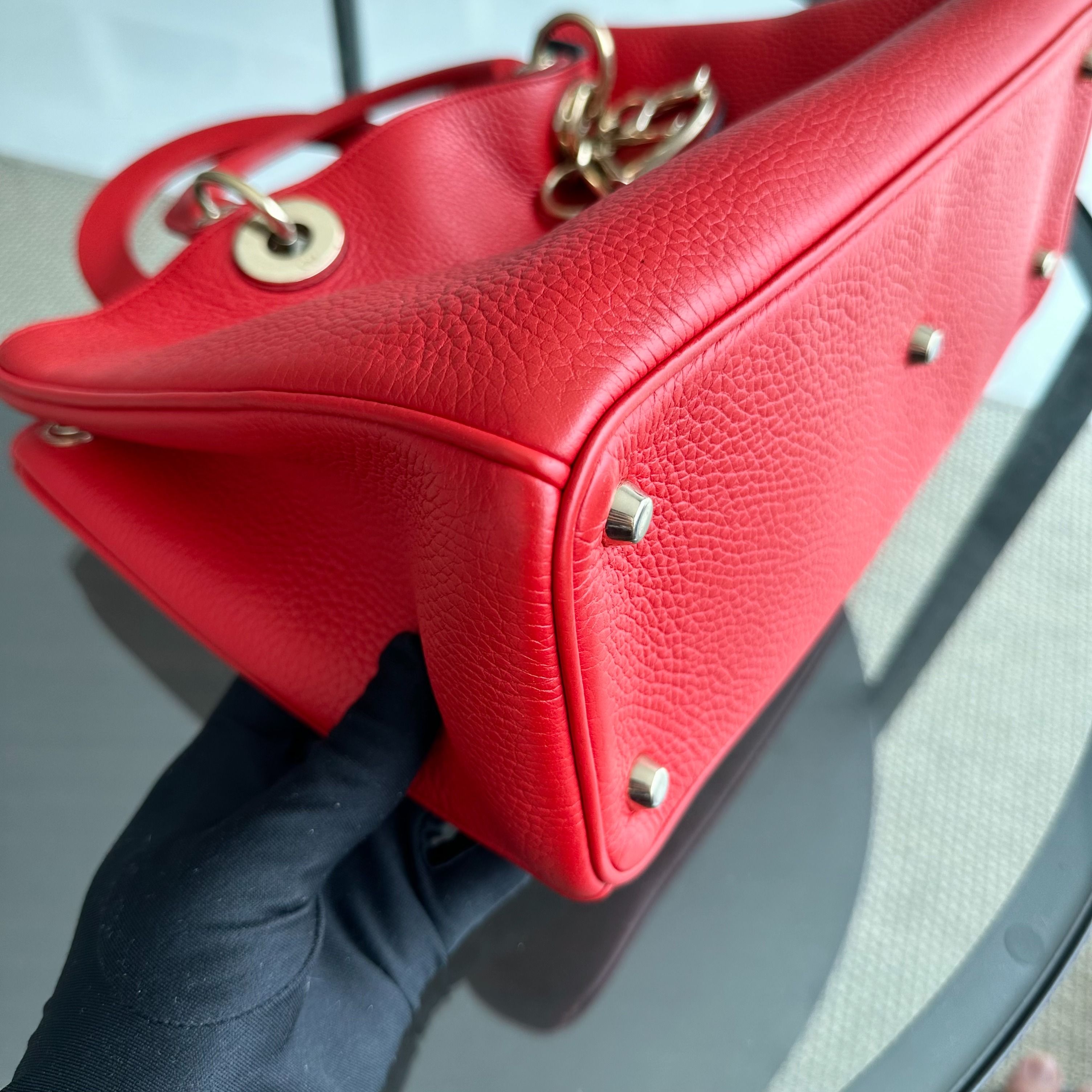 Dior Diorissimo Medium Grained Calfskin Red GHW - Luxury Evermore