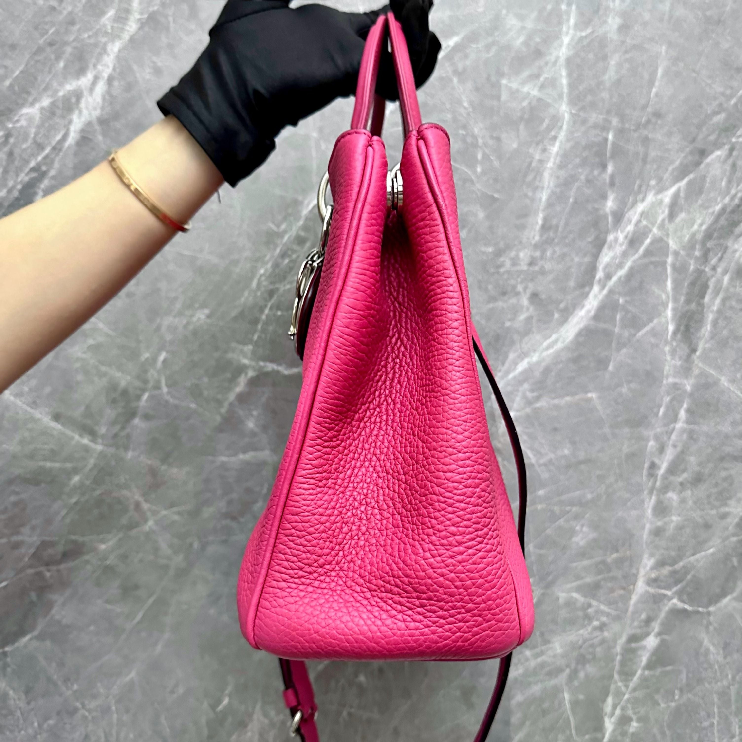 Dior Diorissimo Medium Lady Pebbled Calfskin Leather Pink SHW - Luxury Evermore