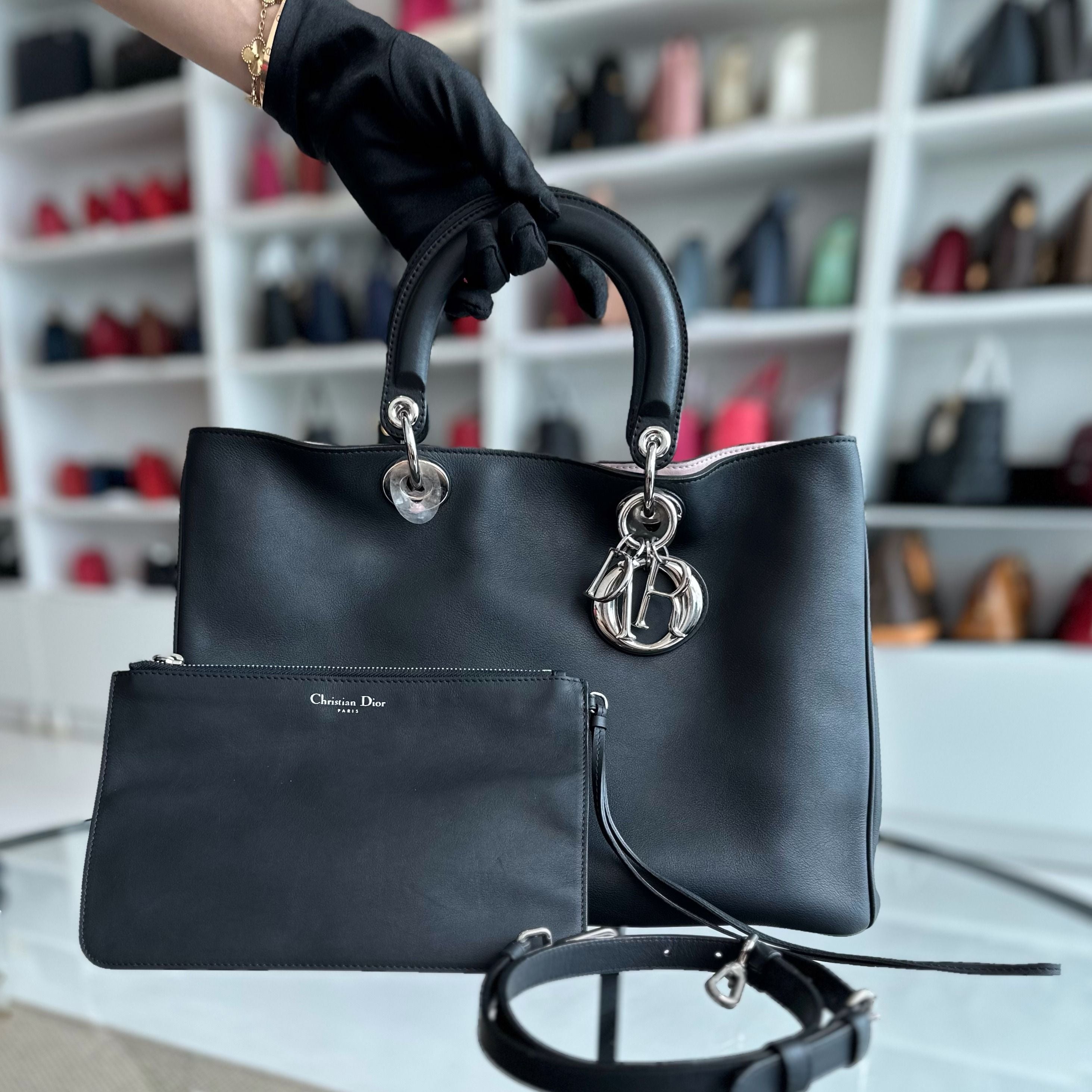 Dior Diorissimo Medium Smooth Calfskin Black SHW - Luxury Evermore