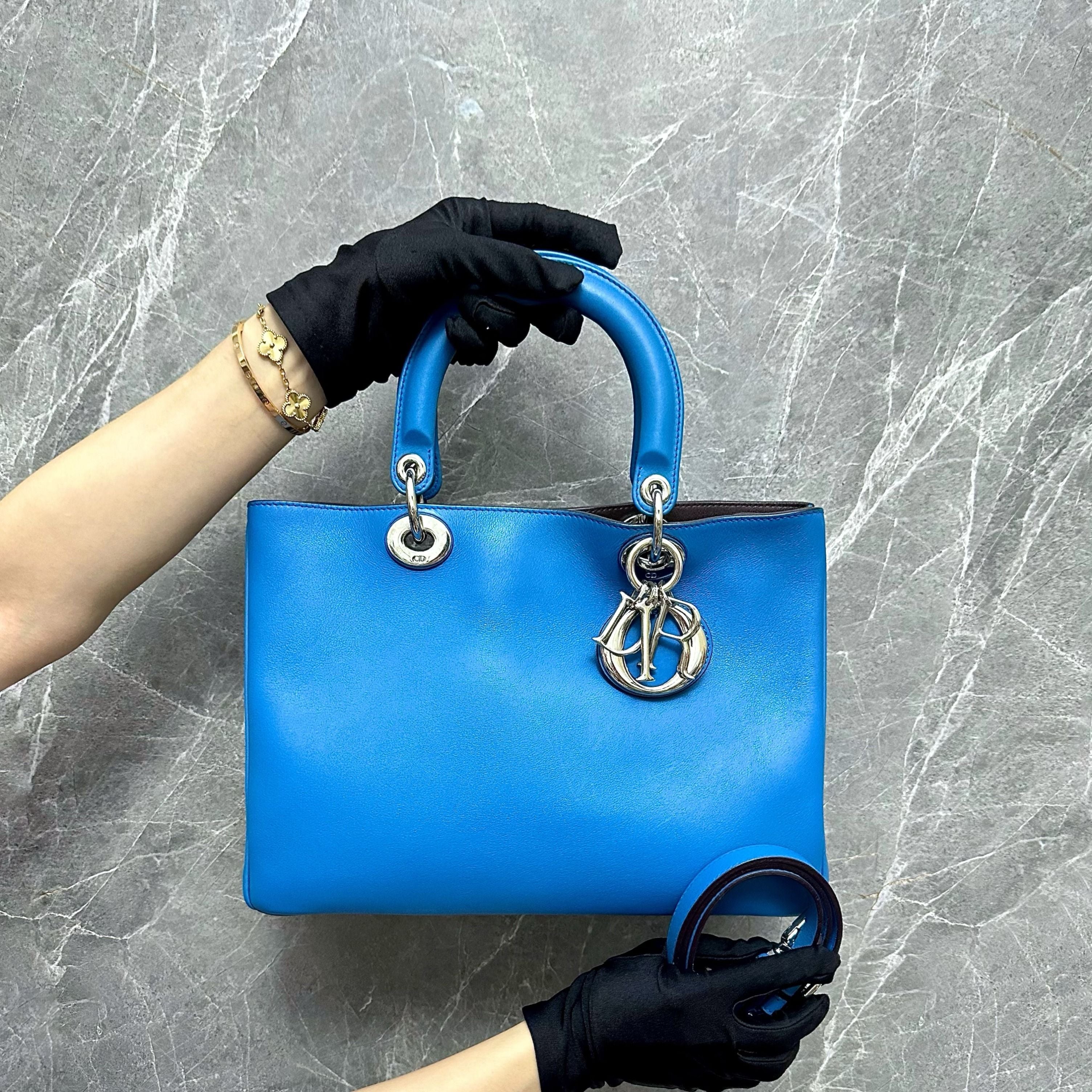 Dior Diorissimo Medium Smooth Calfskin Blue SHW - Luxury Evermore