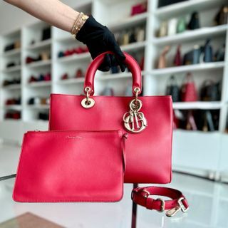 Dior Diorissimo Medium Smooth Calfskin Pink Red GHW - Luxury Evermore