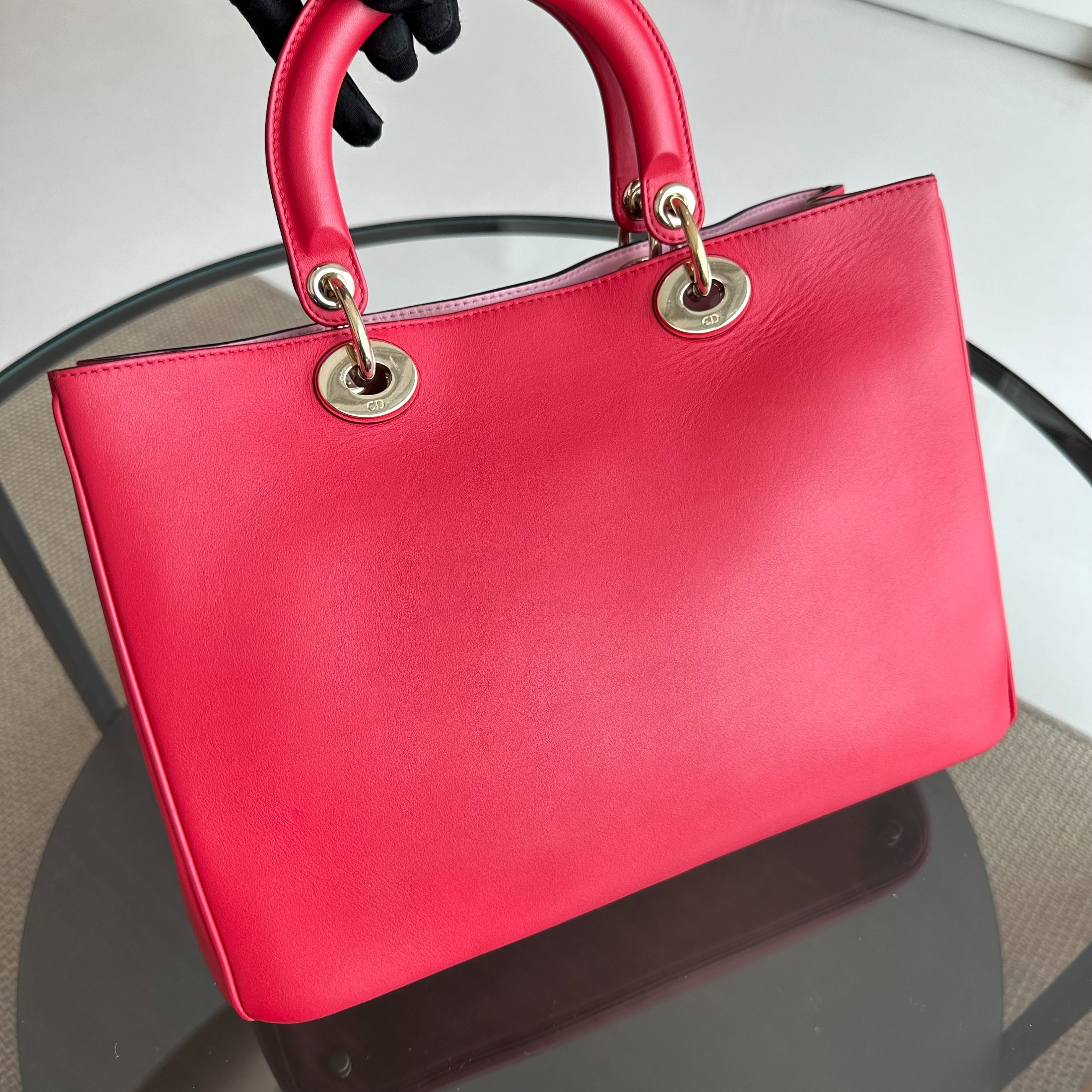 Dior Diorissimo Medium Smooth Calfskin Pink Red GHW - Luxury Evermore