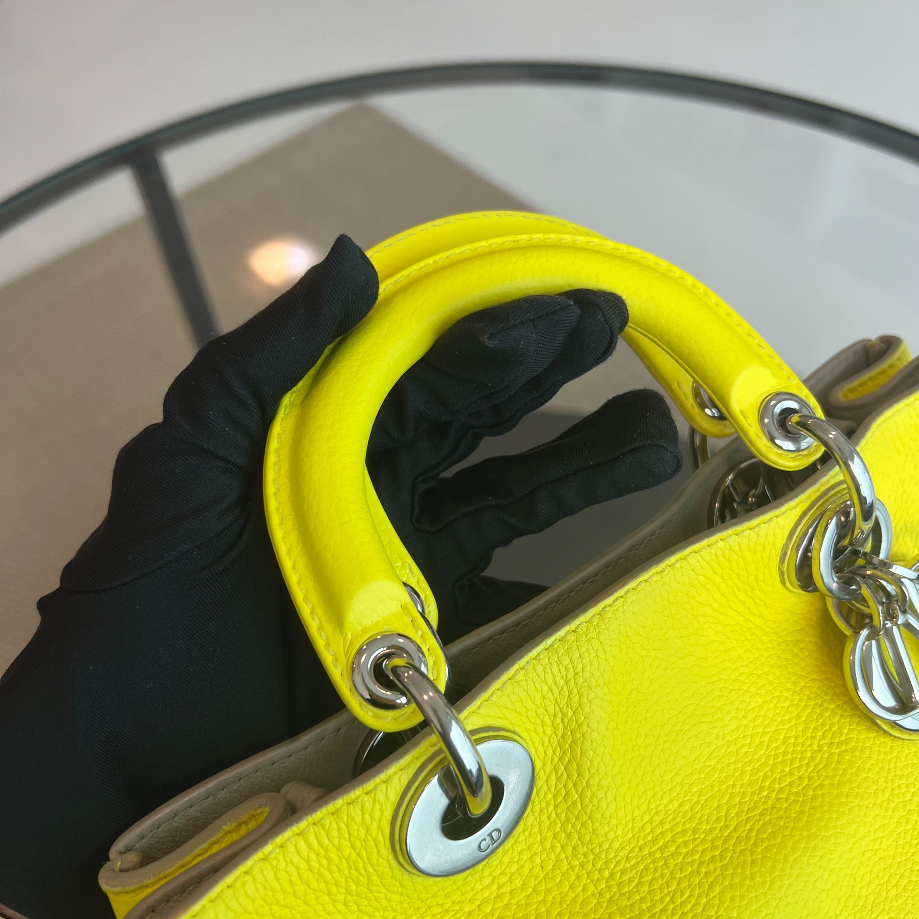 Dior Diorissimo Mini Lady Smooth Calfskin Leather Yellow SHW - Luxury Evermore