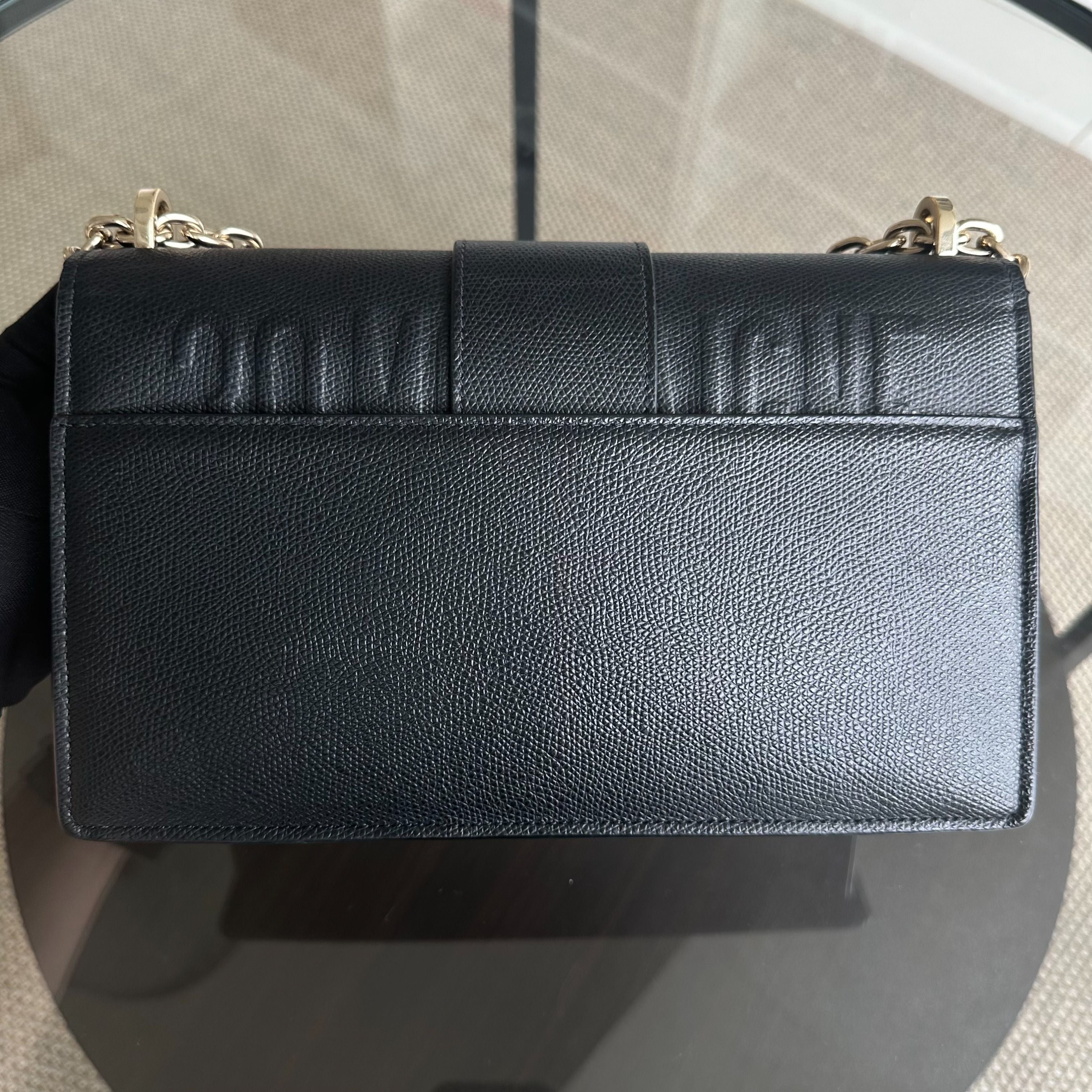 Dior East West Montaigne 30 Grained Calfskin Black LGHW - Luxury Evermore