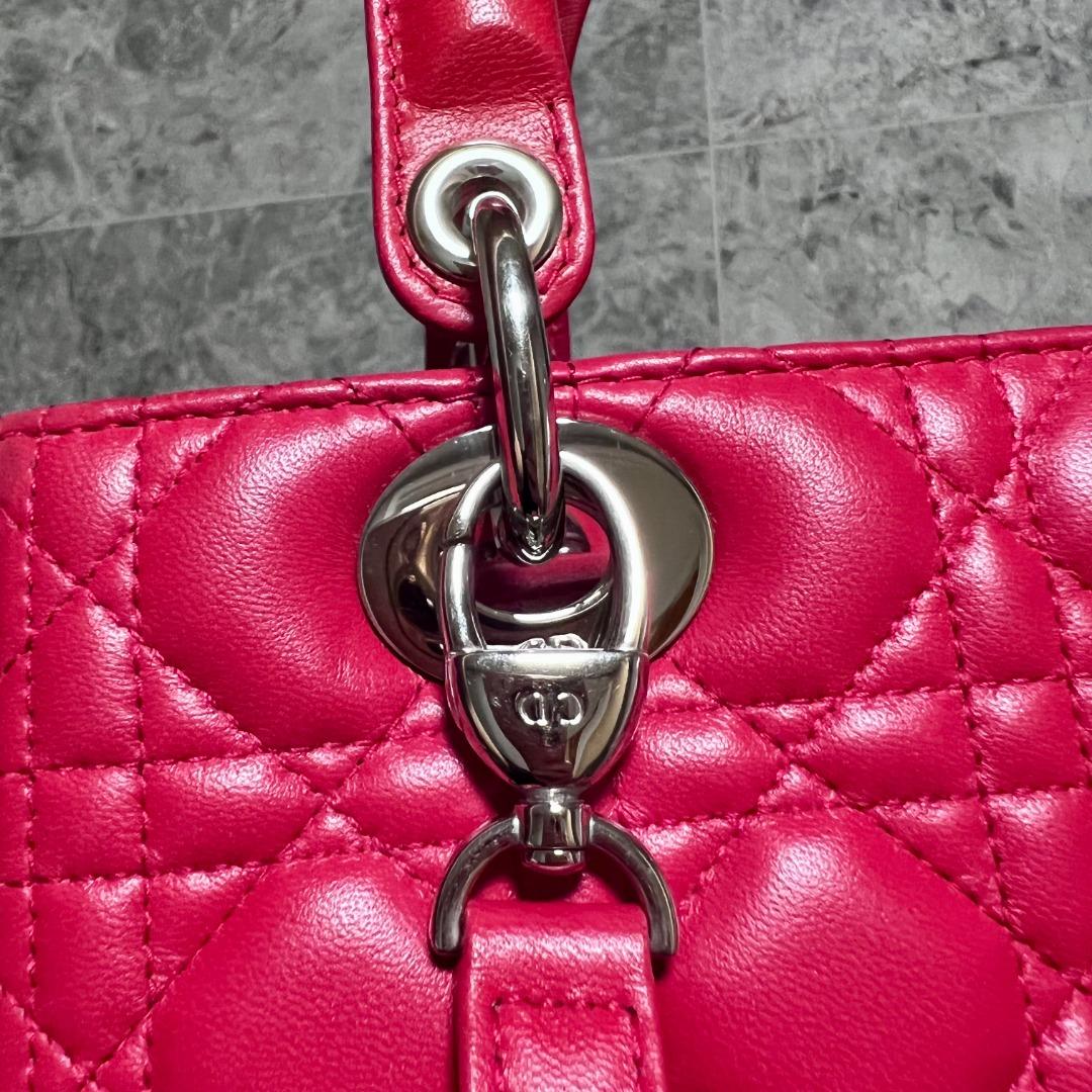 Dior Lady Lambskin Medium Red SHW - Luxury Evermore