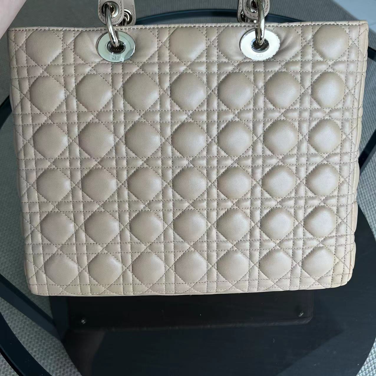 Dior Lady Large Cannage Lambskin Beige SHW - Luxury Evermore