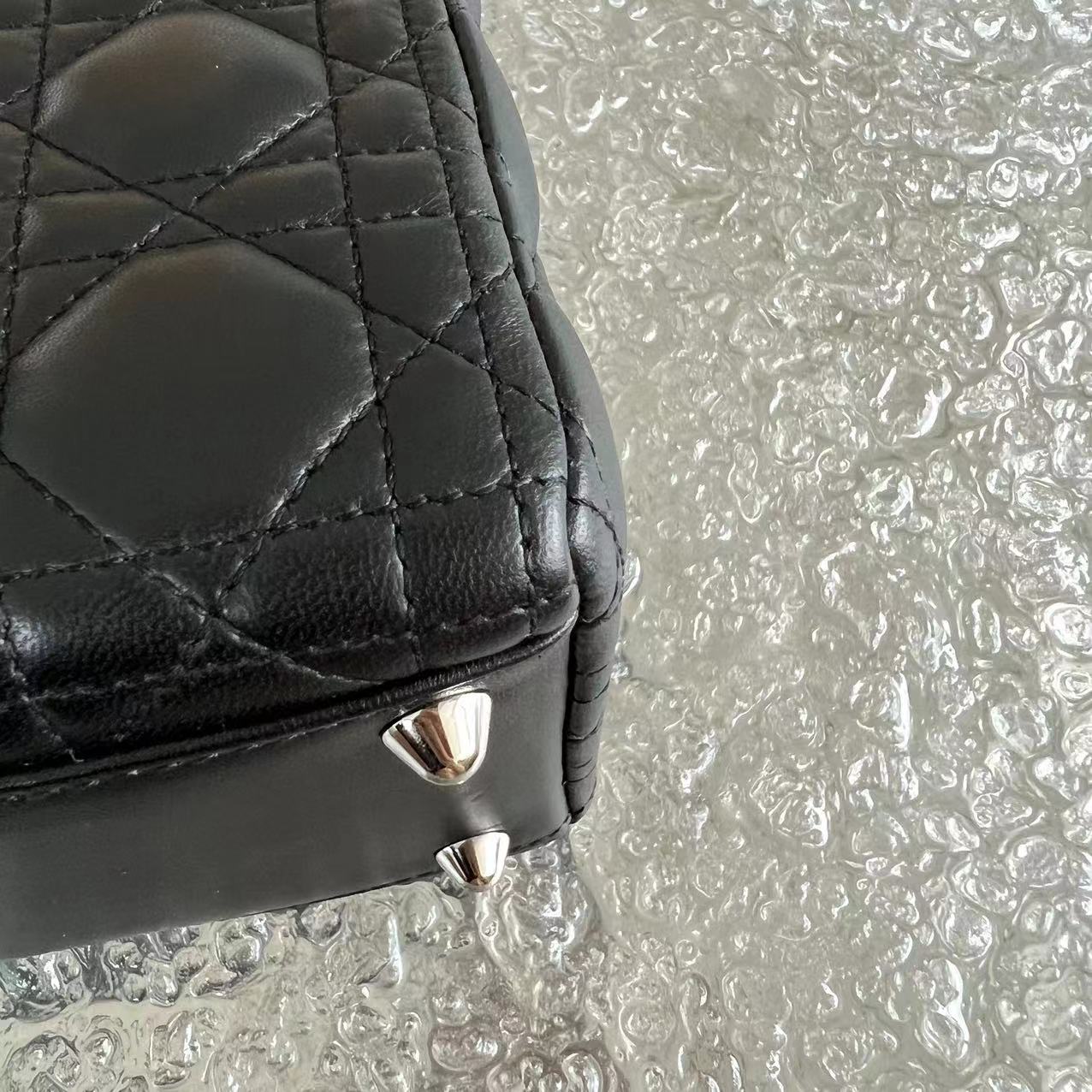 Dior Lady Large Cannage Lambskin Black Silver Hardware - Luxury Evermore